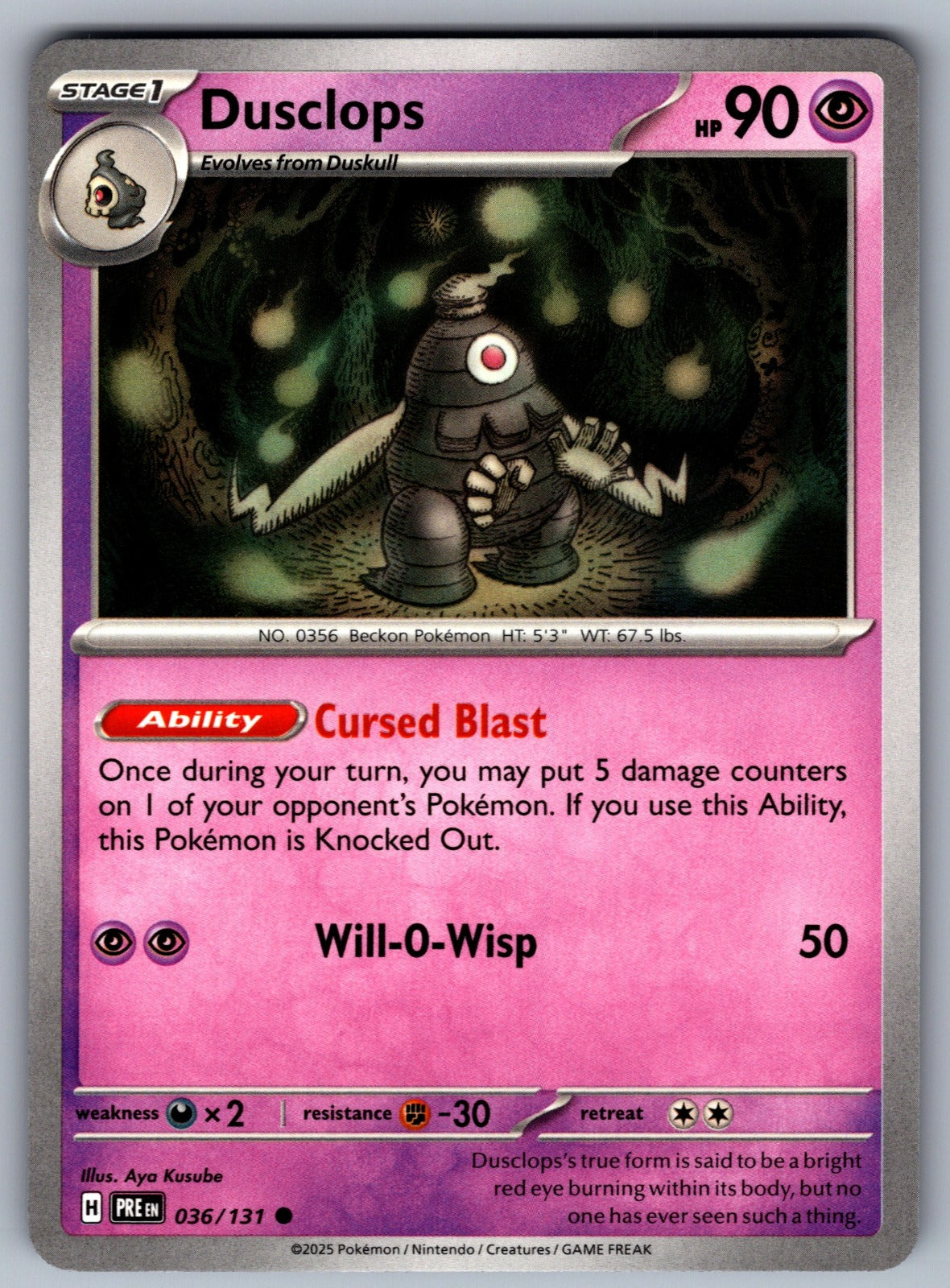 Dusclops Common SV: Prismatic Evolutions 036/131 NM 2025
