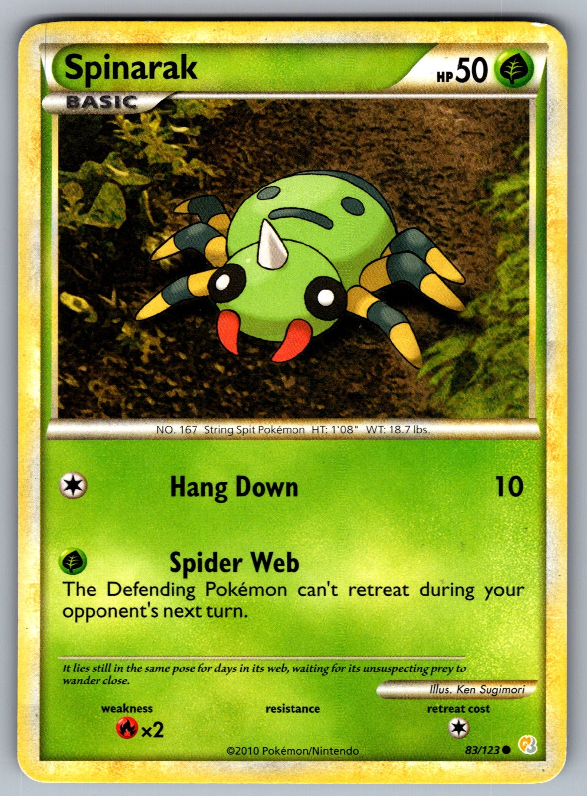 Spinarak Common HeartGold SoulSilver 83/123 LP 2010