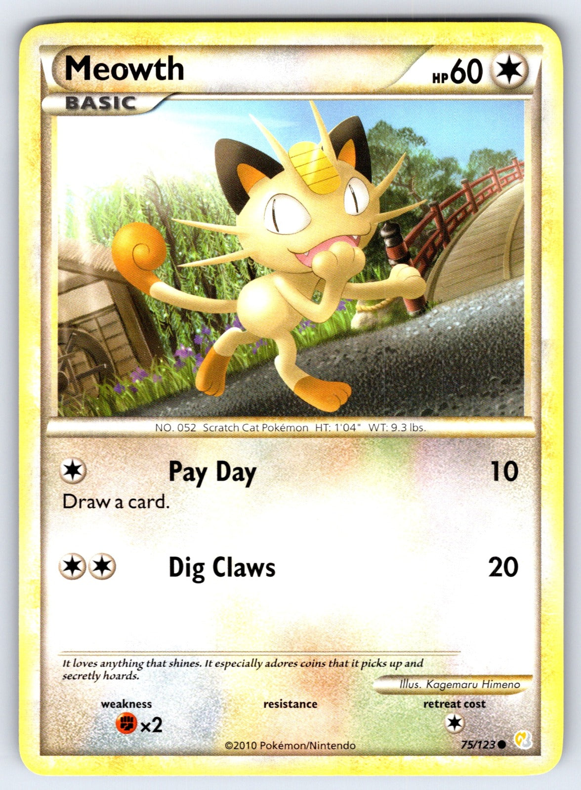 Meowth Common HeartGold SoulSilver 75/123 LP 2010