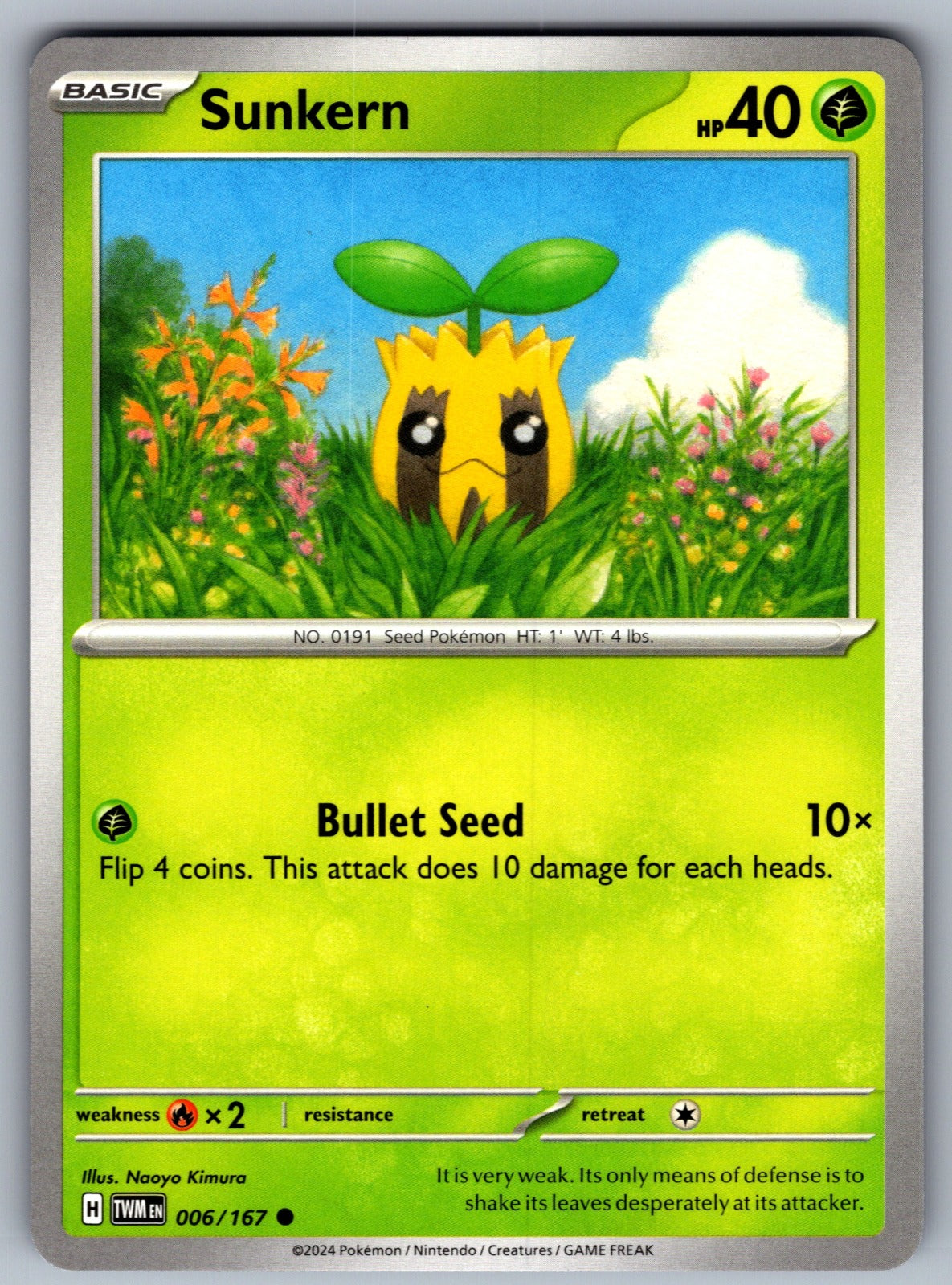 Sunkern Common SV06: Twilight Masquerade 006/167 NM 2024