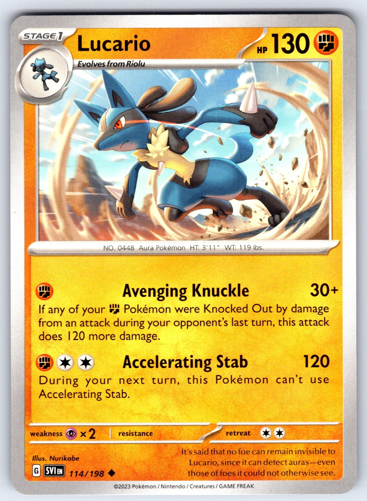 Lucario Uncommon SV01: Scarlet & Violet Base Set 114/198 NM 2023