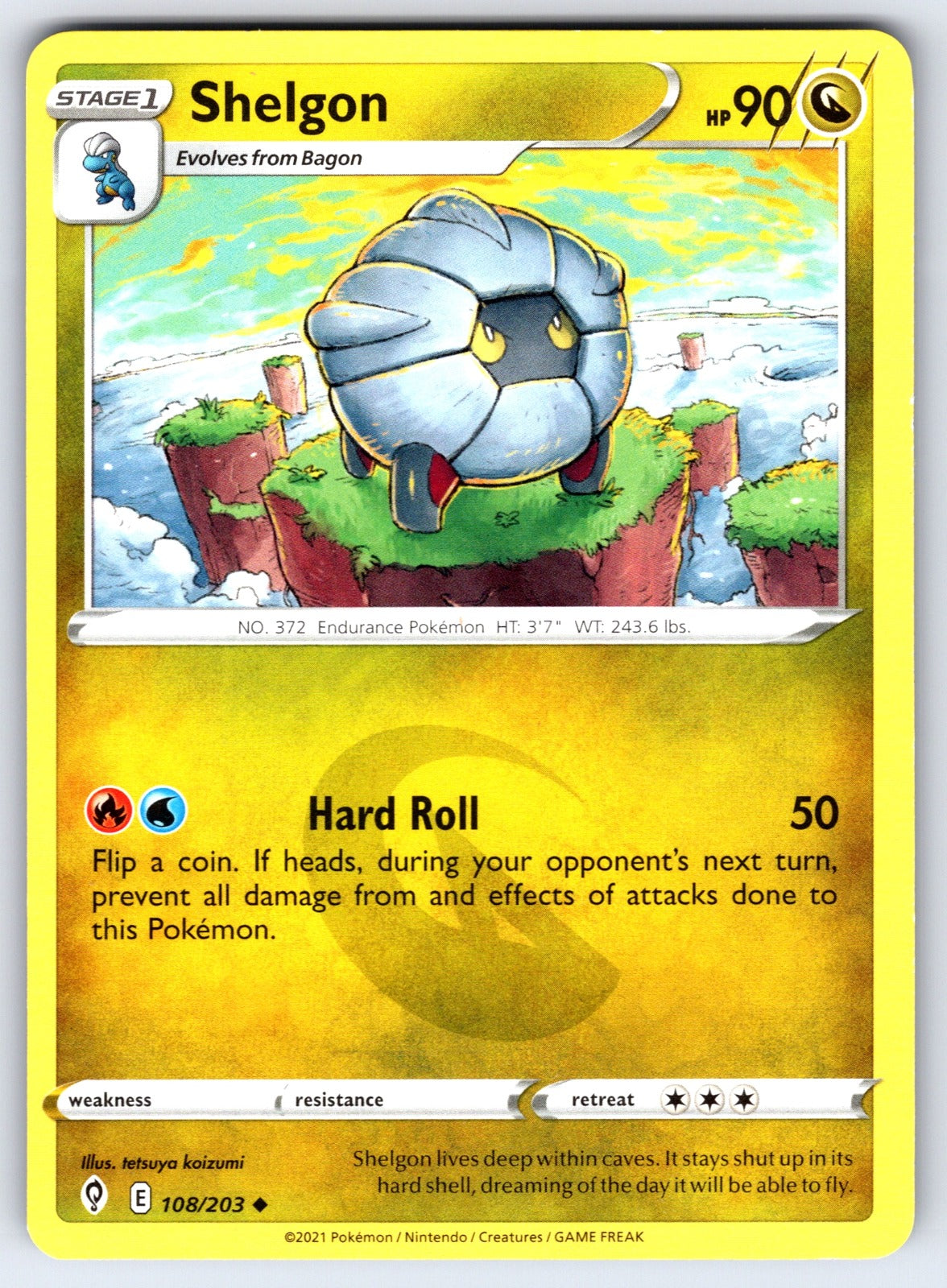 Shelgon Uncommon SWSH07: Evolving Skies 108/203 NM 2021