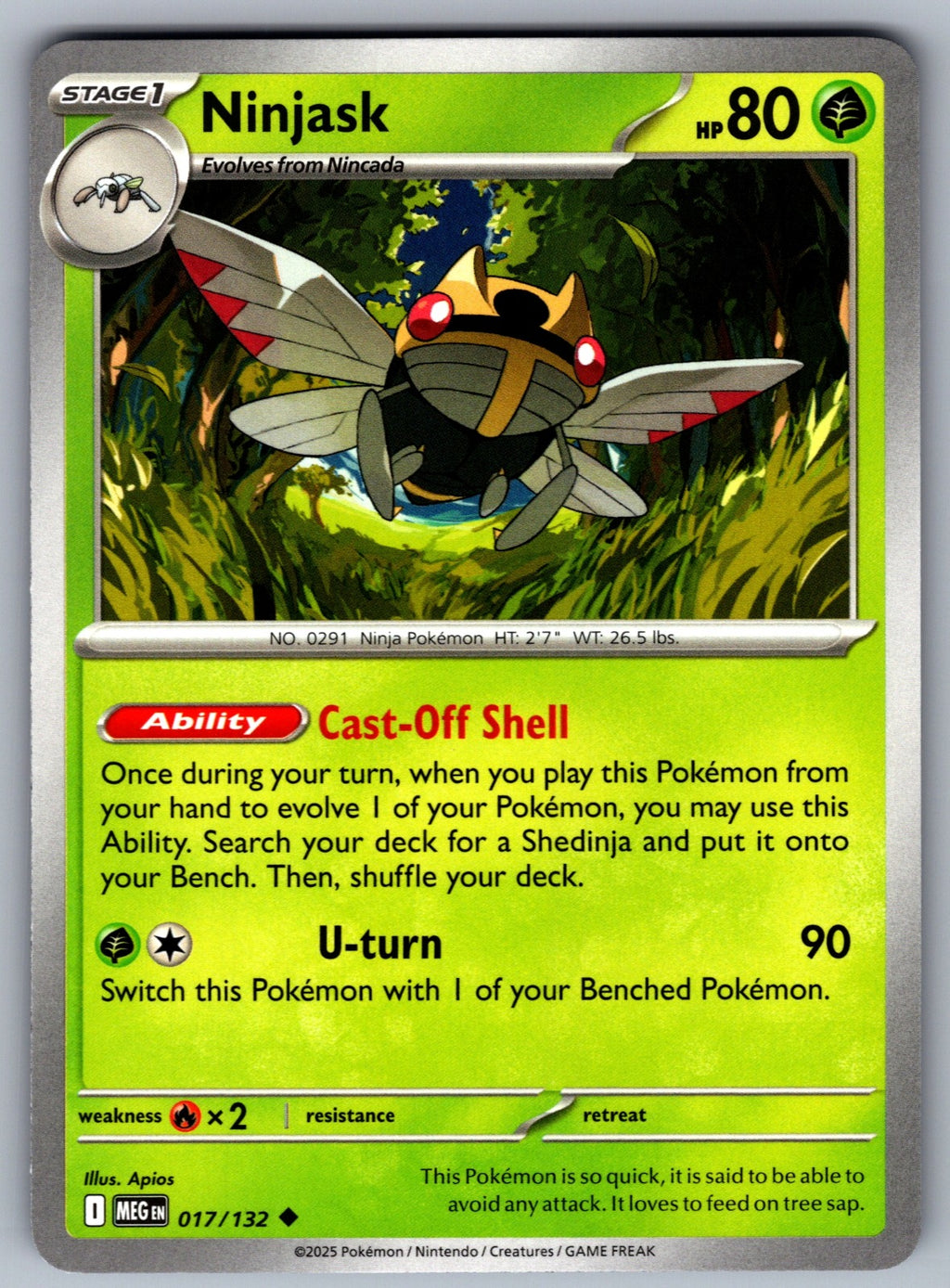 Ninjask Uncommon ME01: Mega Evolution 017/132 NM 2025