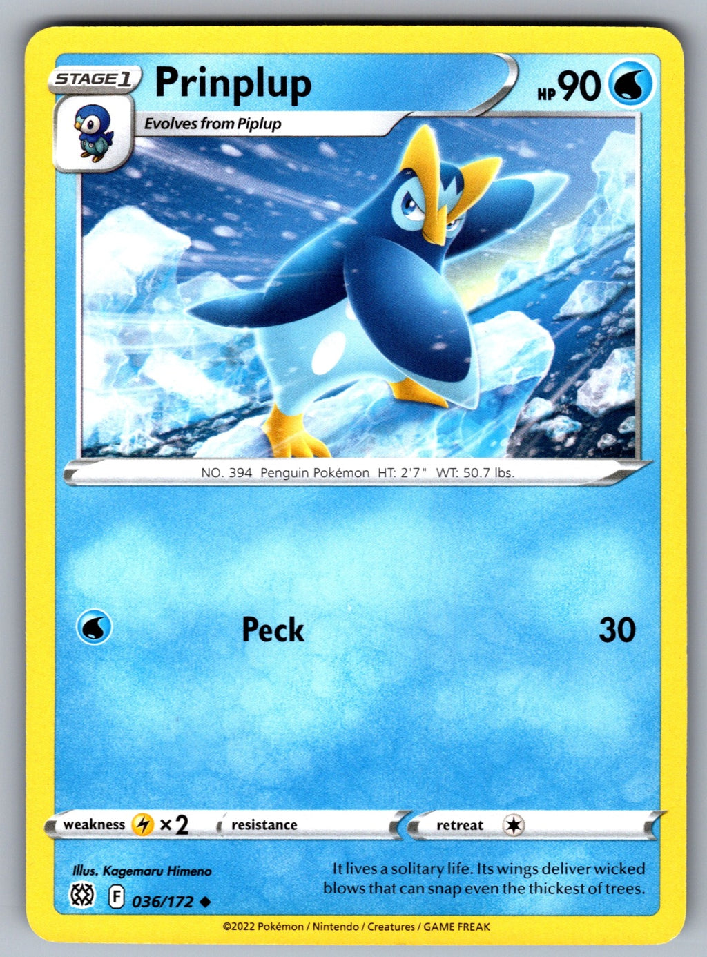 Prinplup Uncommon SWSH09: Brilliant Stars 036/172 NM 2022