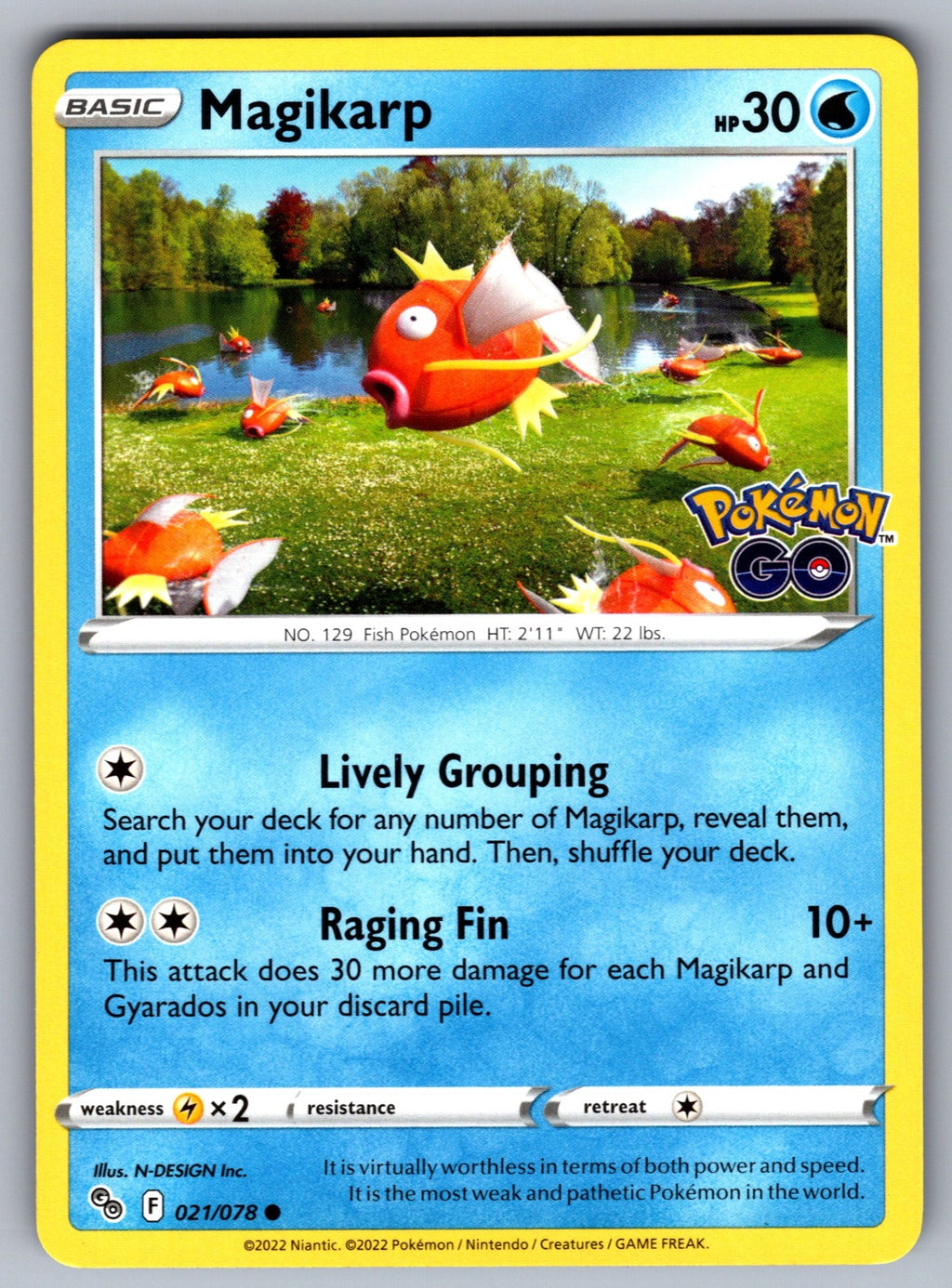 Magikarp Common Pokemon GO 021/078 NM 2022