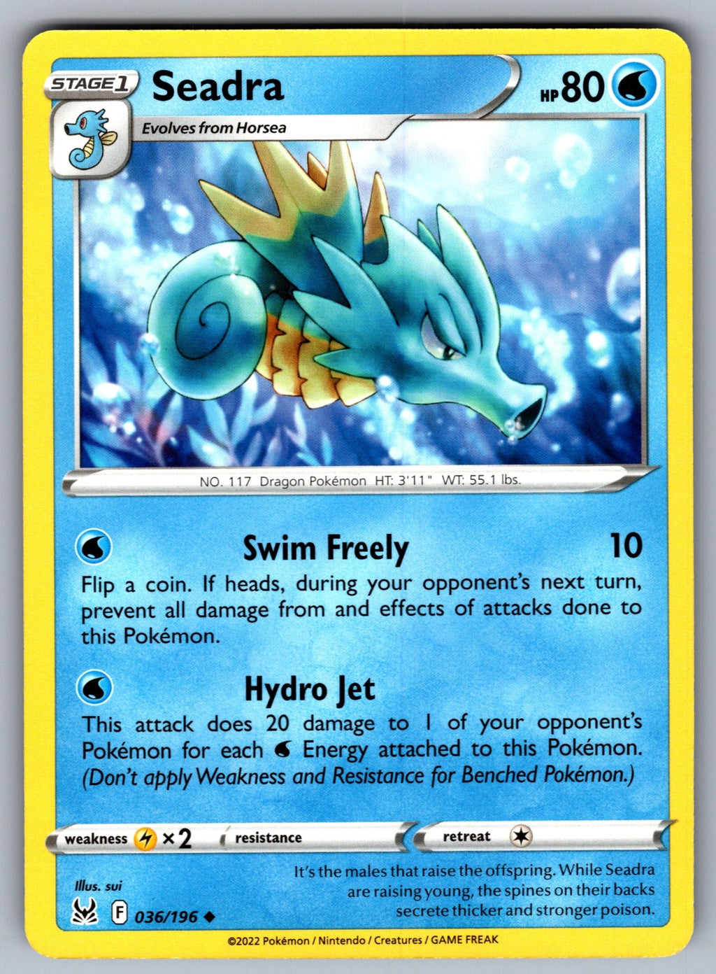 Seadra Uncommon SWSH11: Lost Origin 036/196 NM 2022