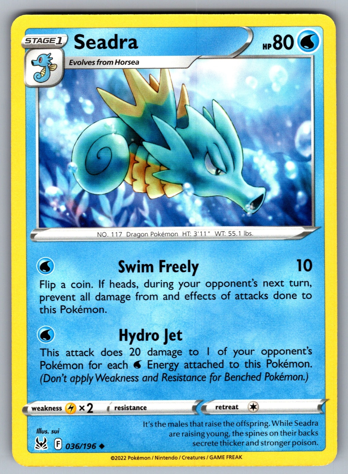 Seadra Uncommon SWSH11: Lost Origin 036/196 NM 2022
