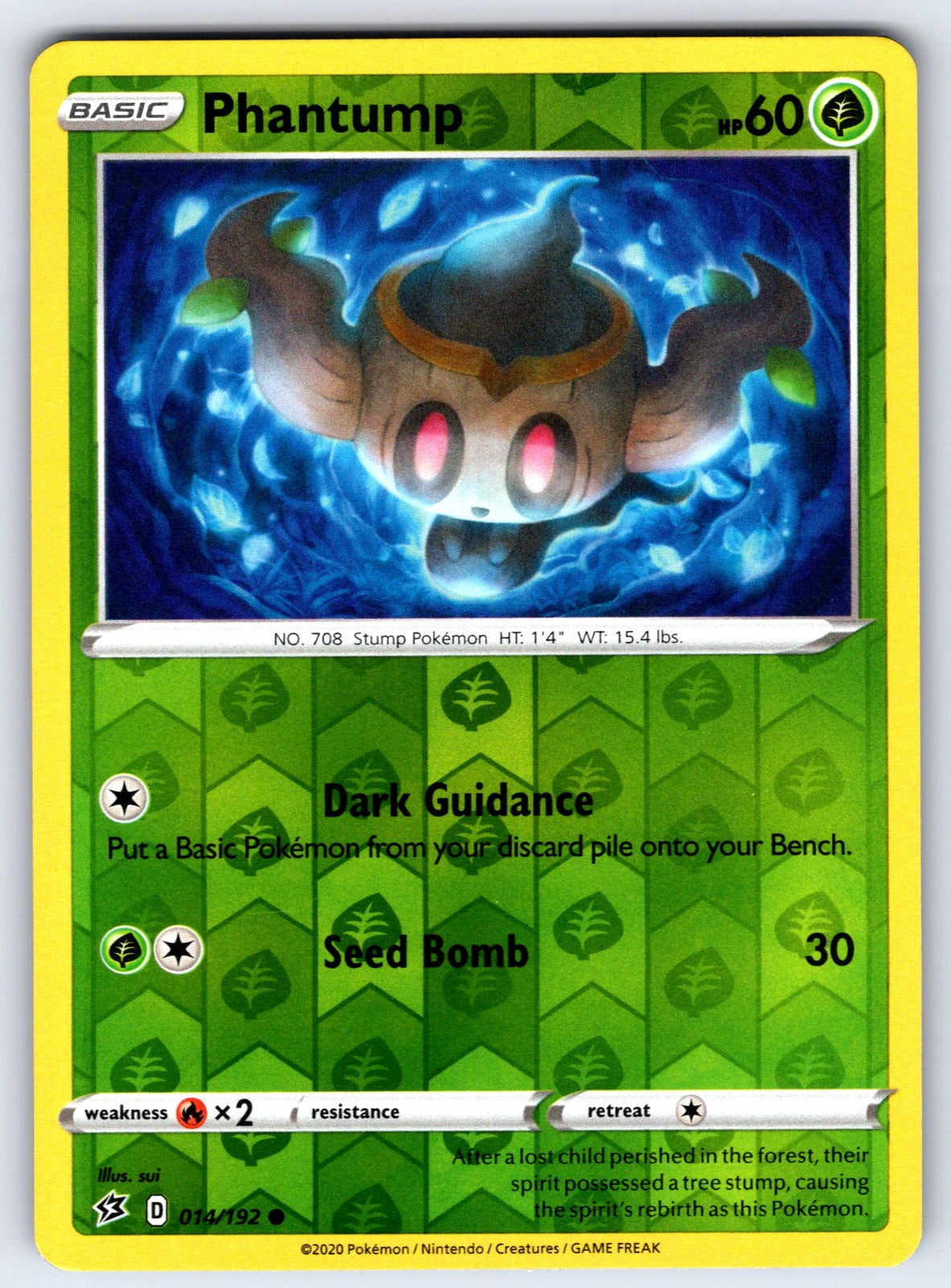 Phantump Reverse Holo Common SWSH02: Rebel Clash 014/192 NM 2020