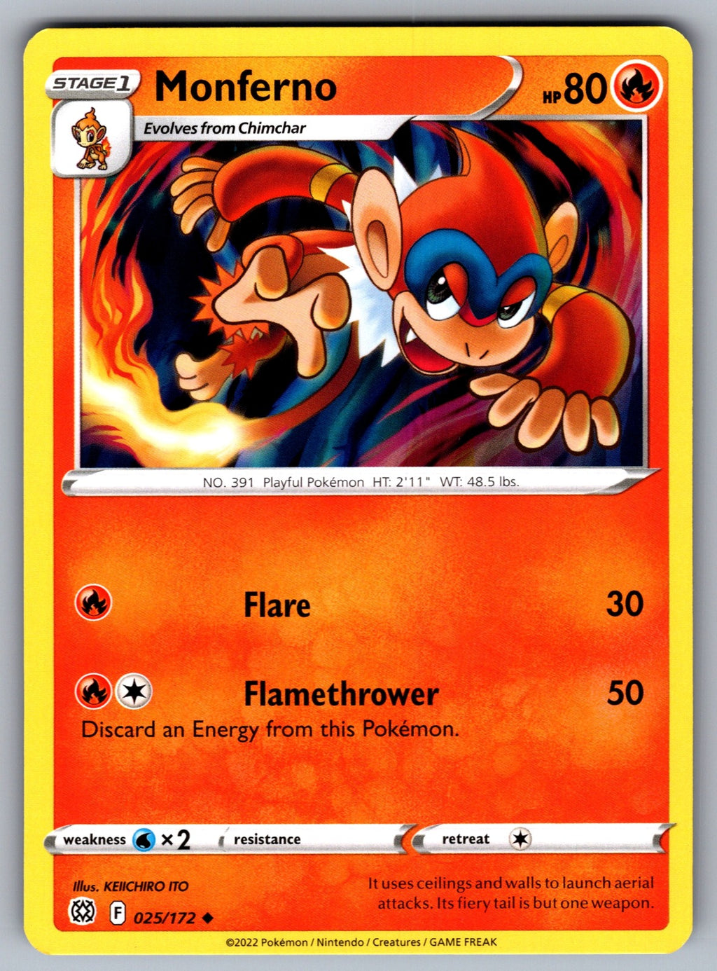 Monferno Uncommon SWSH09: Brilliant Stars 025/172 NM 2022