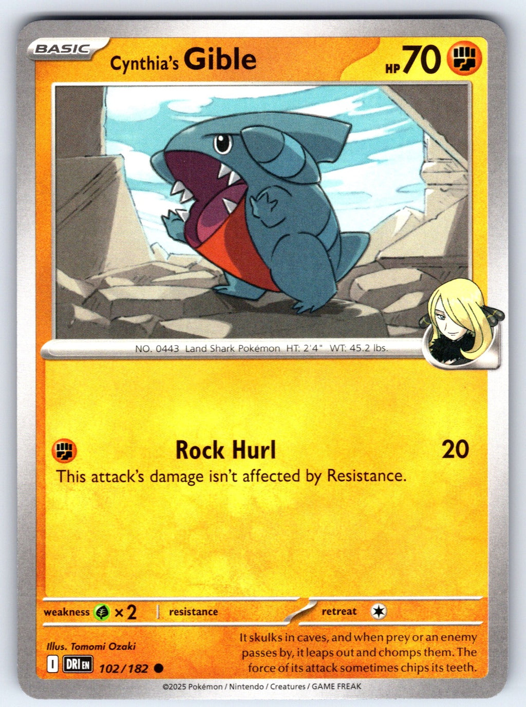 Cynthia's Gible Common SV10: Destined Rivals 102/182 NM 2025