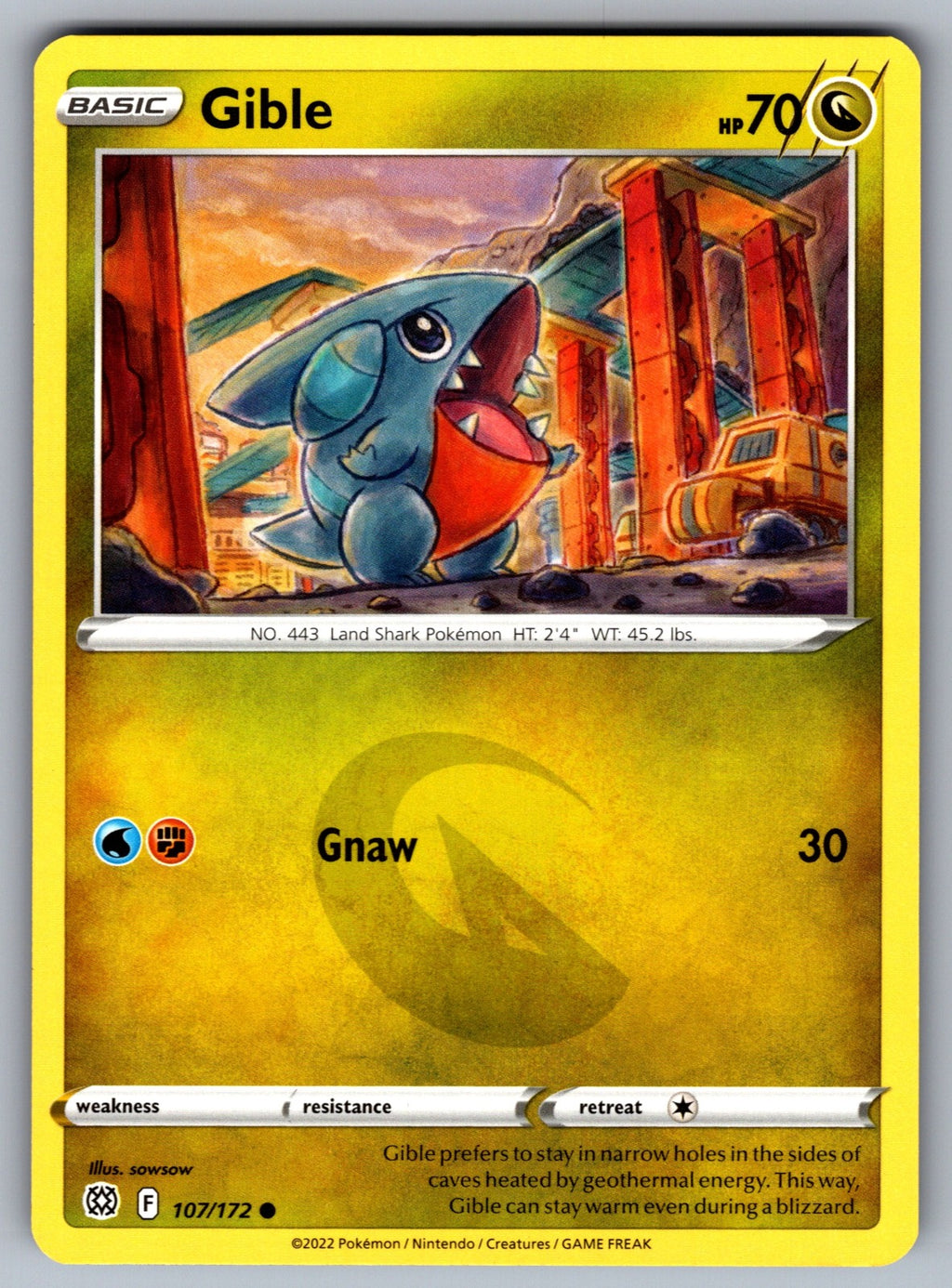 Gible Common SWSH09: Brilliant Stars 107/172 NM 2022