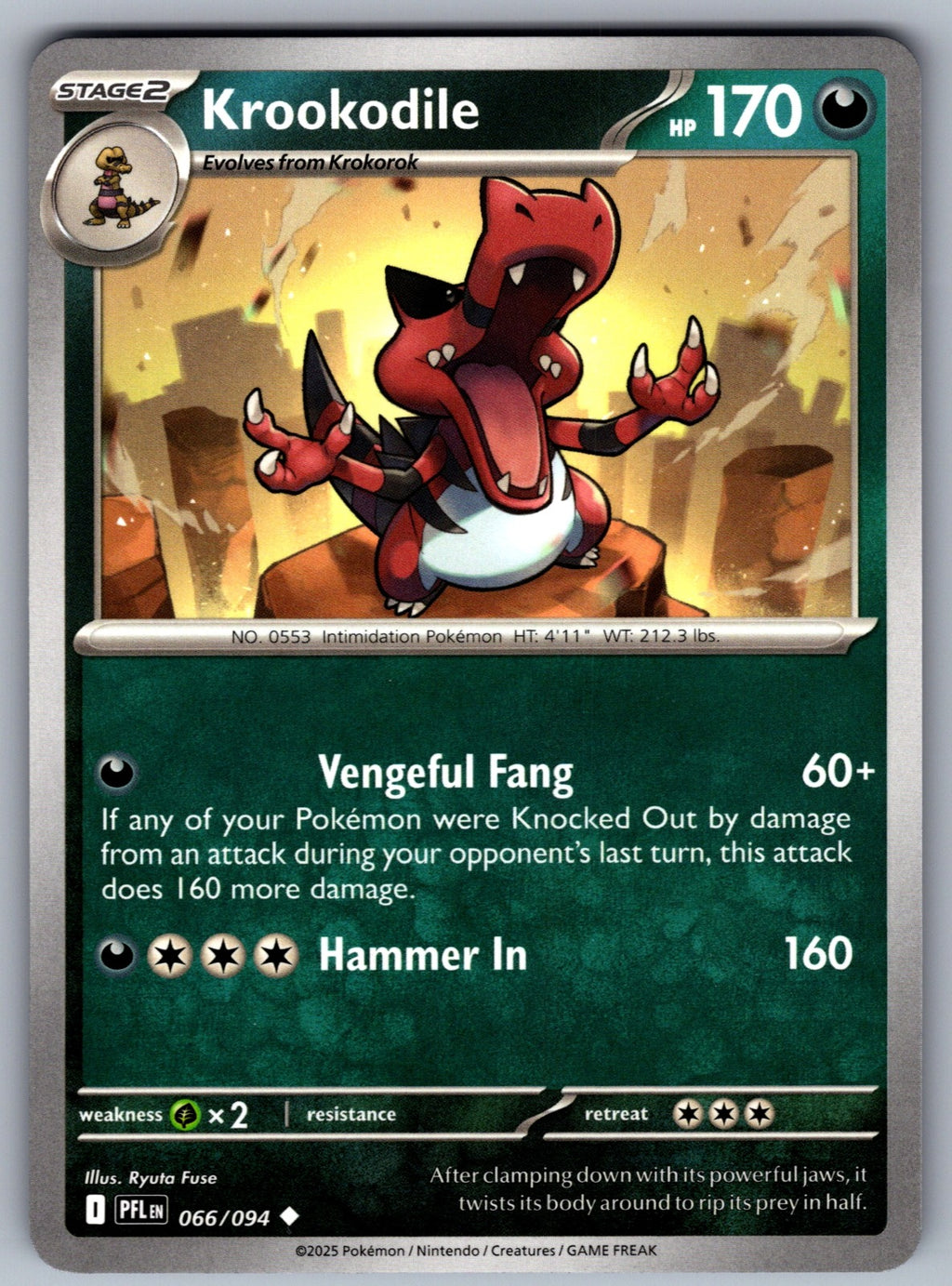 Krookodile Uncommon ME02: Phantasmal Flames 066/094 NM 2025
