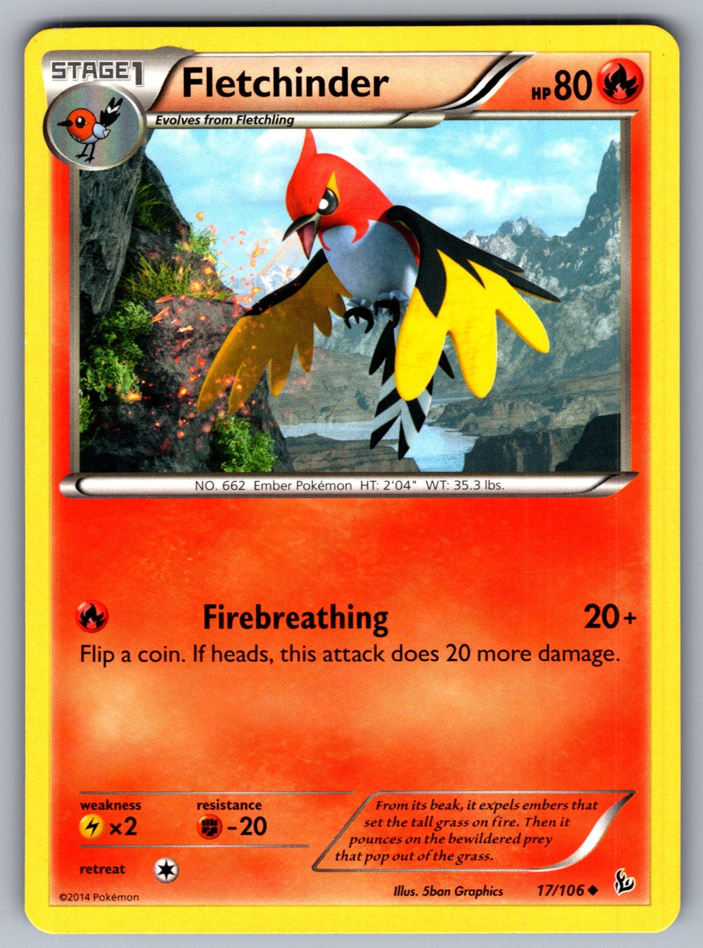 Fletchinder Uncommon XY - Flashfire 17/106 LP 2014