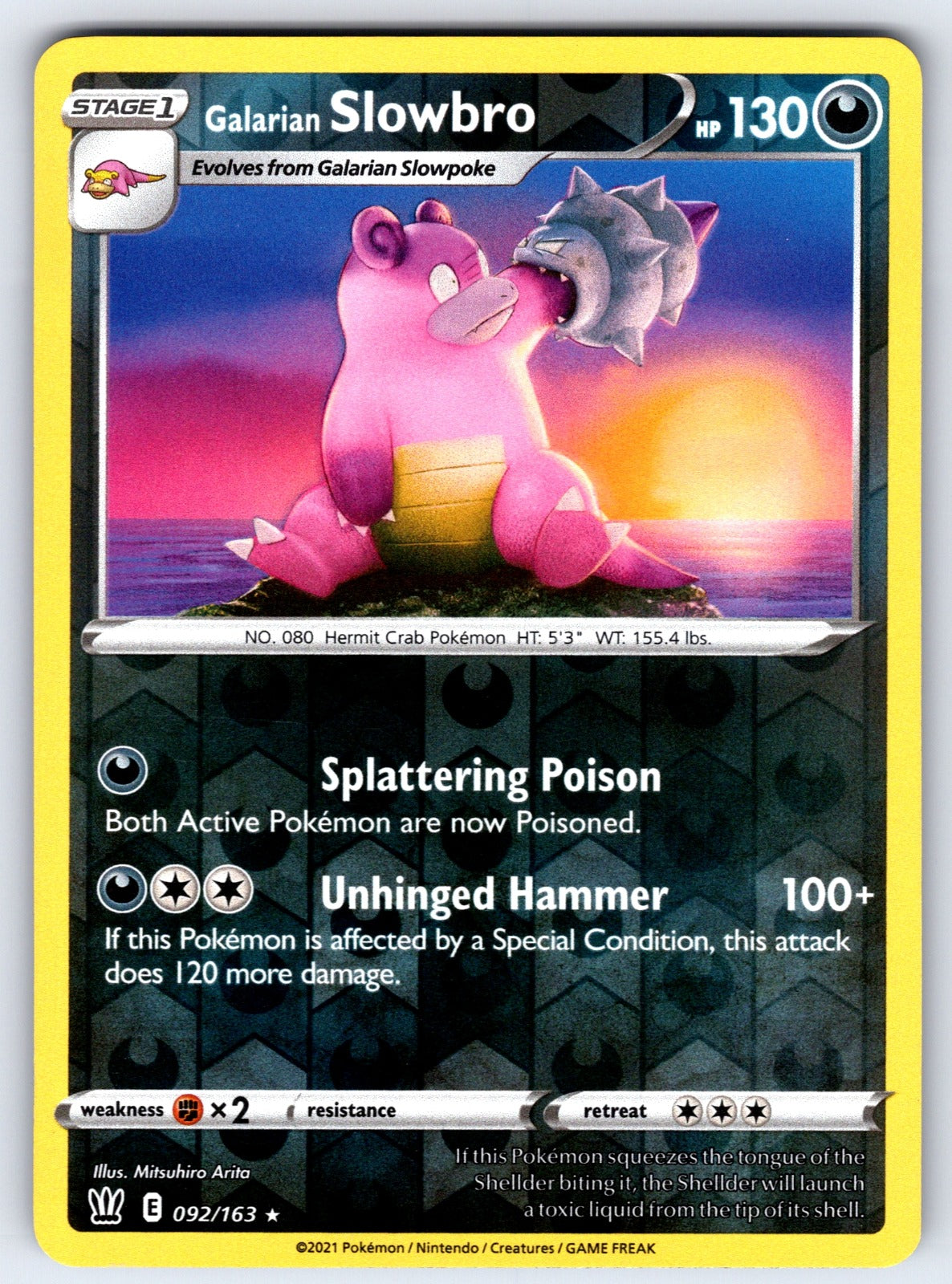 Galarian Slowbro Reverse Holo Rare SWSH05: Battle Styles 092/163 NM 2021