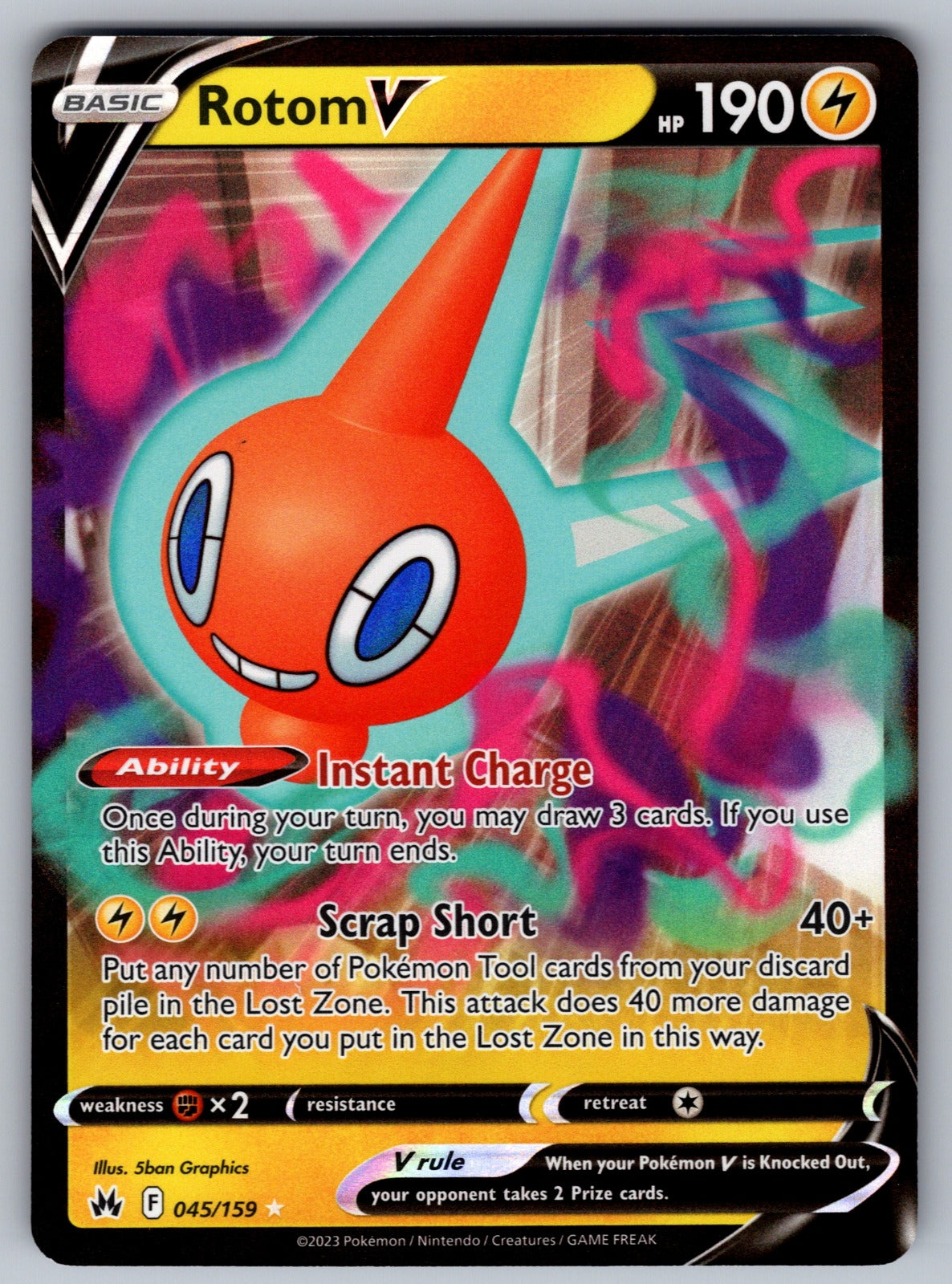 Rotom V Holo Ultra Rare SWSH: Crown Zenith 045/159 NM 2023