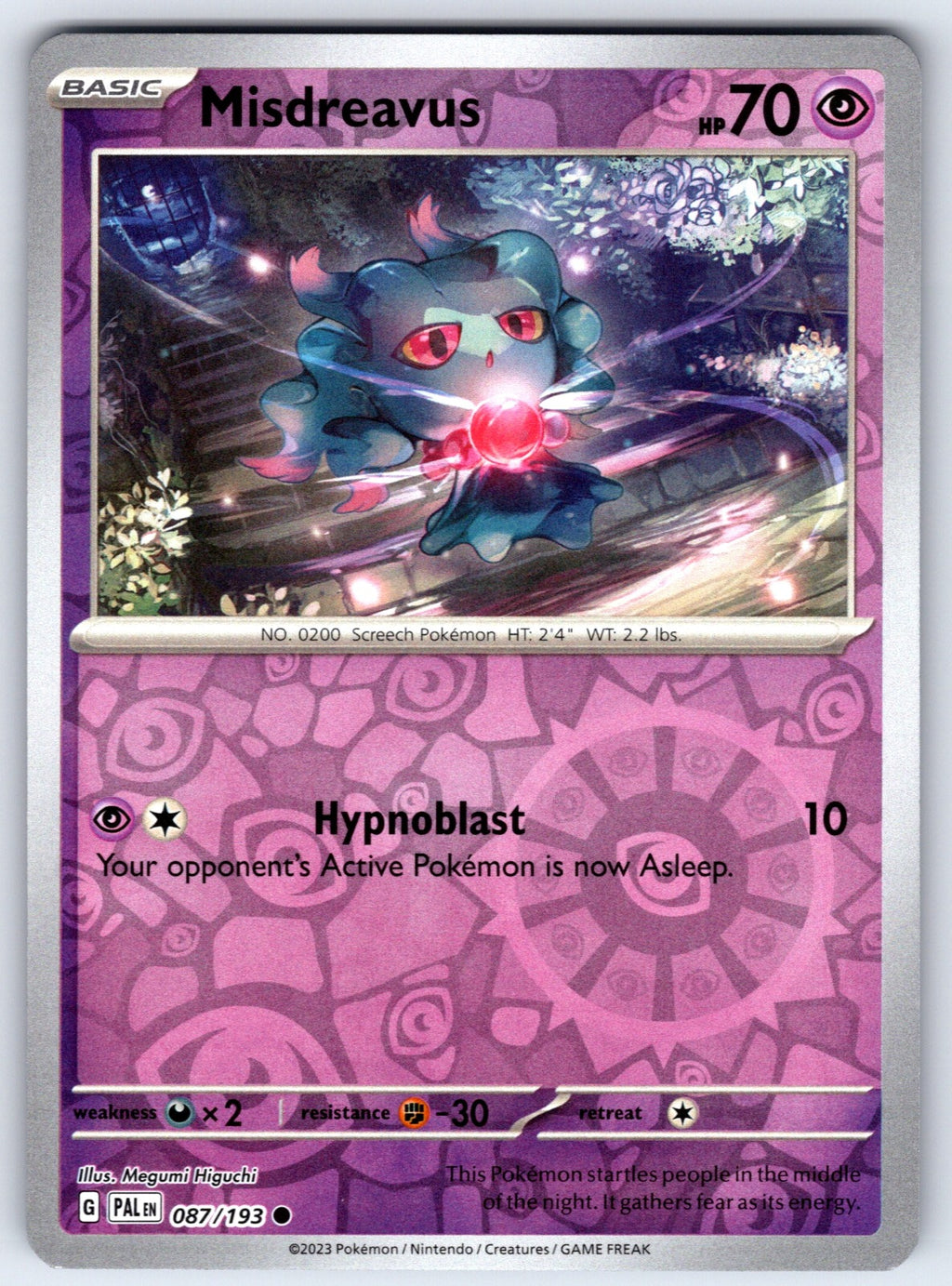 Misdreavus Reverse Holo Common SV02: Paldea Evolved 087/193 NM 2023