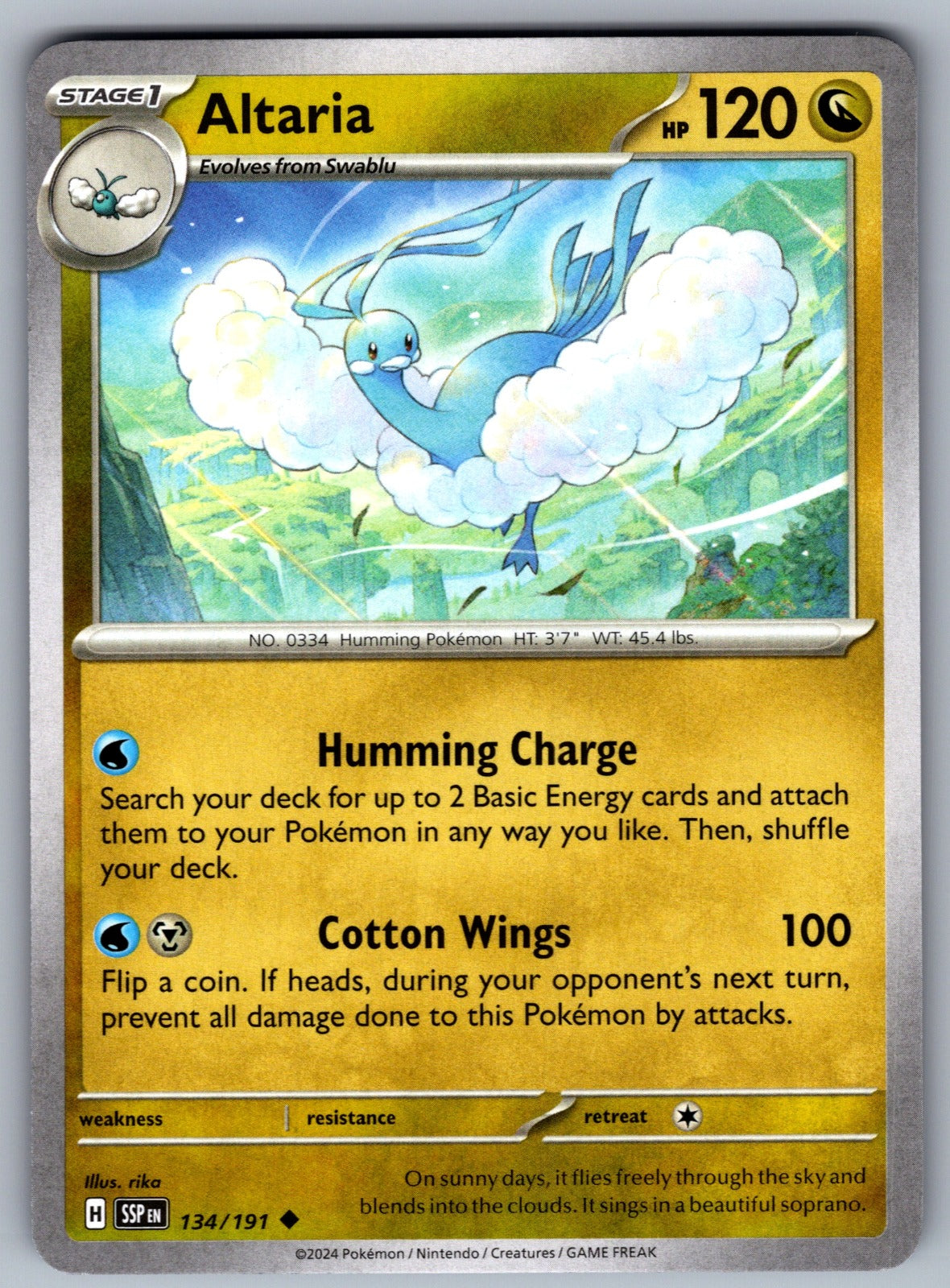 Altaria Uncommon SV08: Surging Sparks 134/191 NM 2024