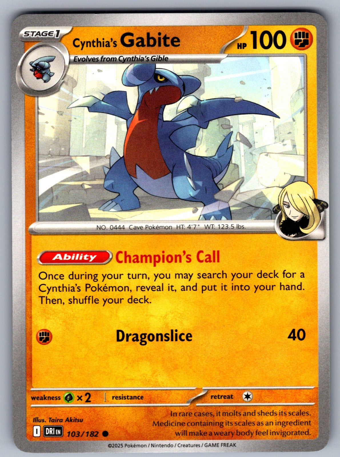 Cynthia's Gabite Common SV10: Destined Rivals 103/182 NM 2025