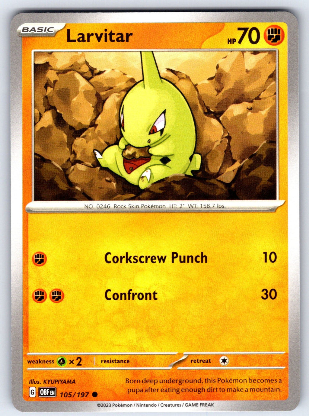 Larvitar Common SV03: Obsidian Flames 105/197 LP 2023