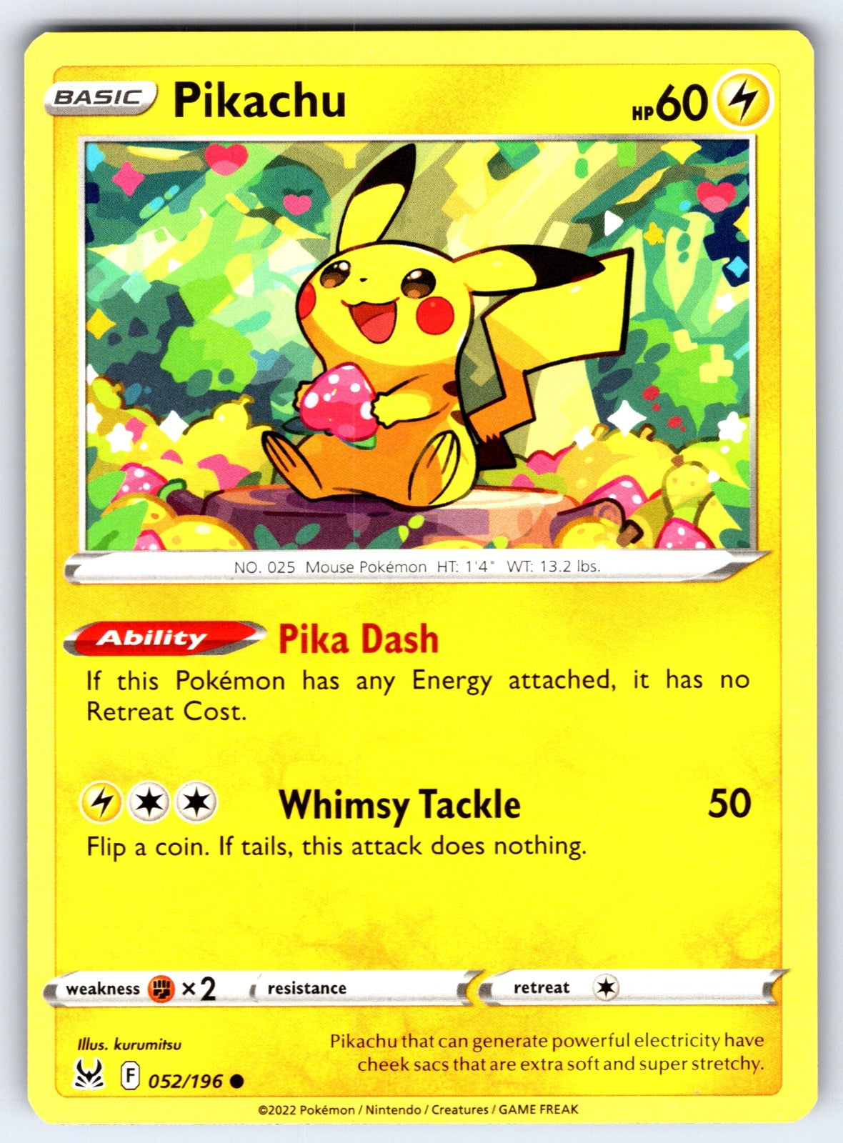 Pikachu Common SWSH11: Lost Origin 052/196 NM 2022