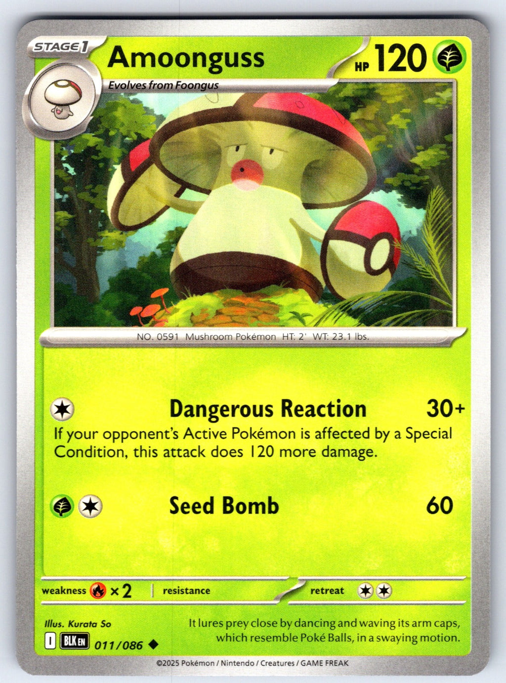 Amoonguss Uncommon SV: Black Bolt 011/086 NM 2025