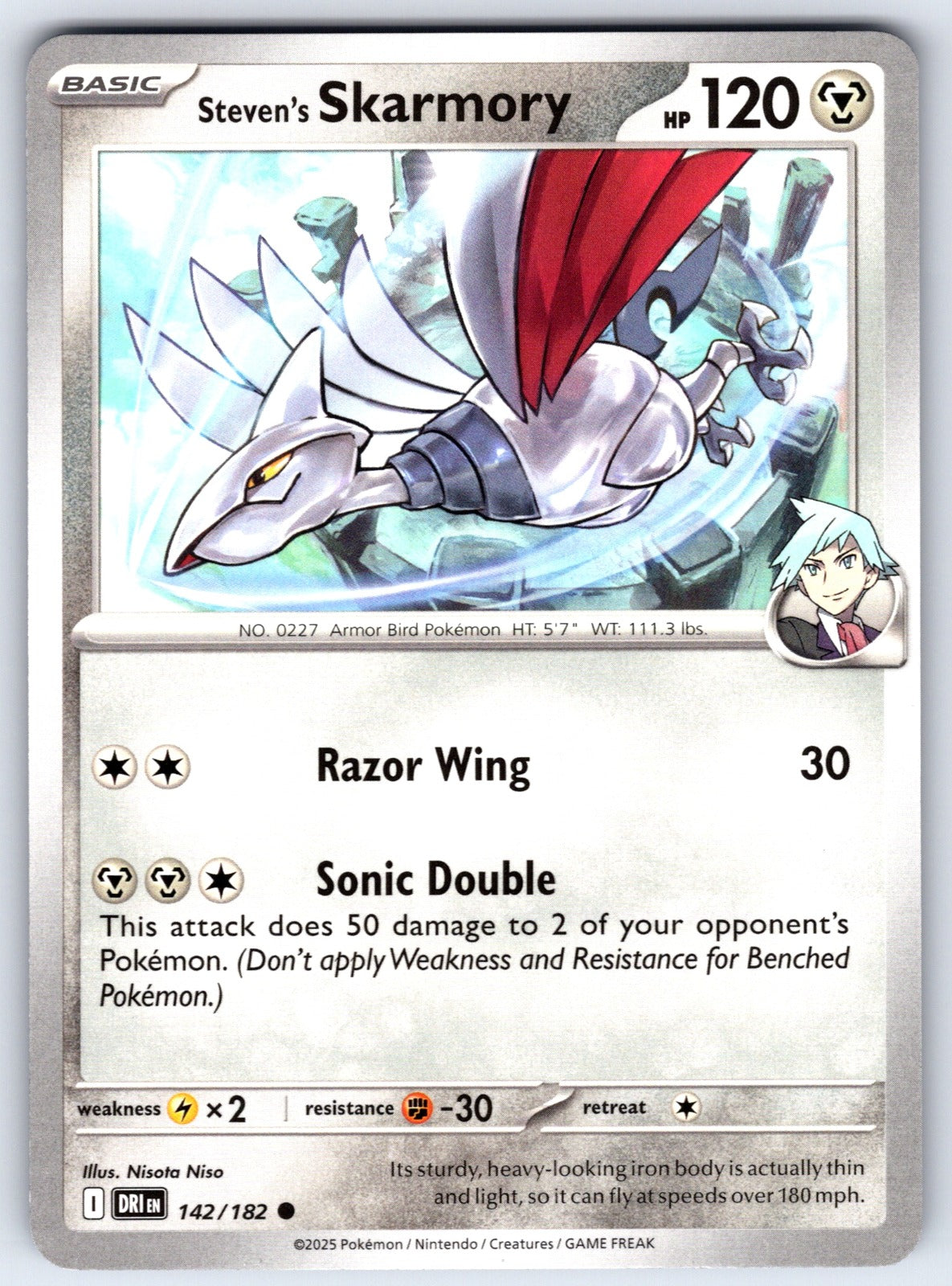 Steven's Skarmory Common SV10: Destined Rivals 142/182 NM 2025