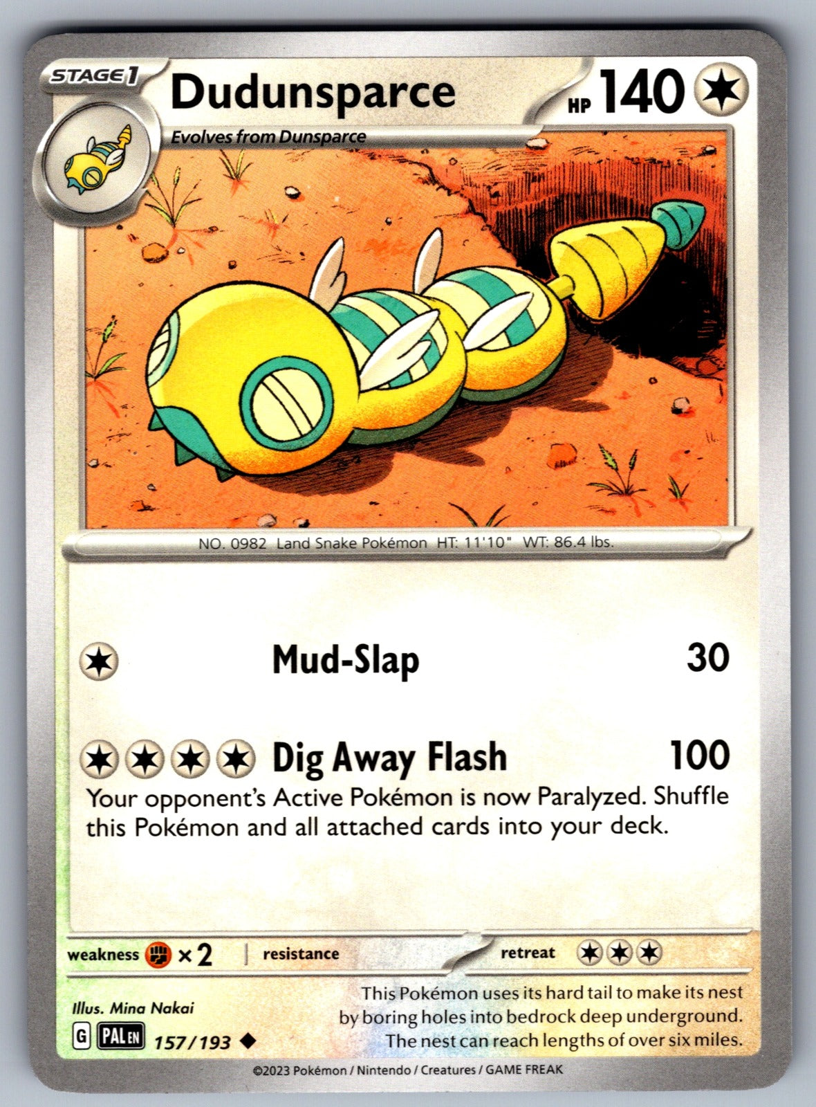 Dudunsparce Uncommon SV02: Paldea Evolved 157/193 NM 2023