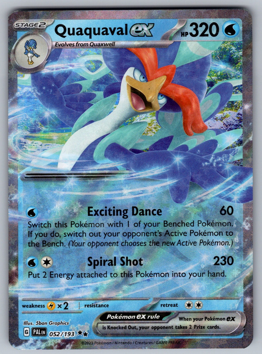 Quaquaval ex Holo Double Rare SV02: Paldea Evolved 052/193 NM 2023