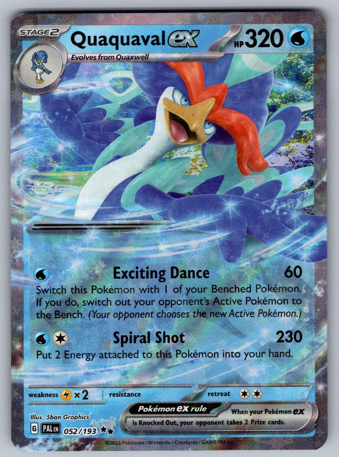 Quaquaval ex Holo Double Rare SV02: Paldea Evolved 052/193 NM 2023