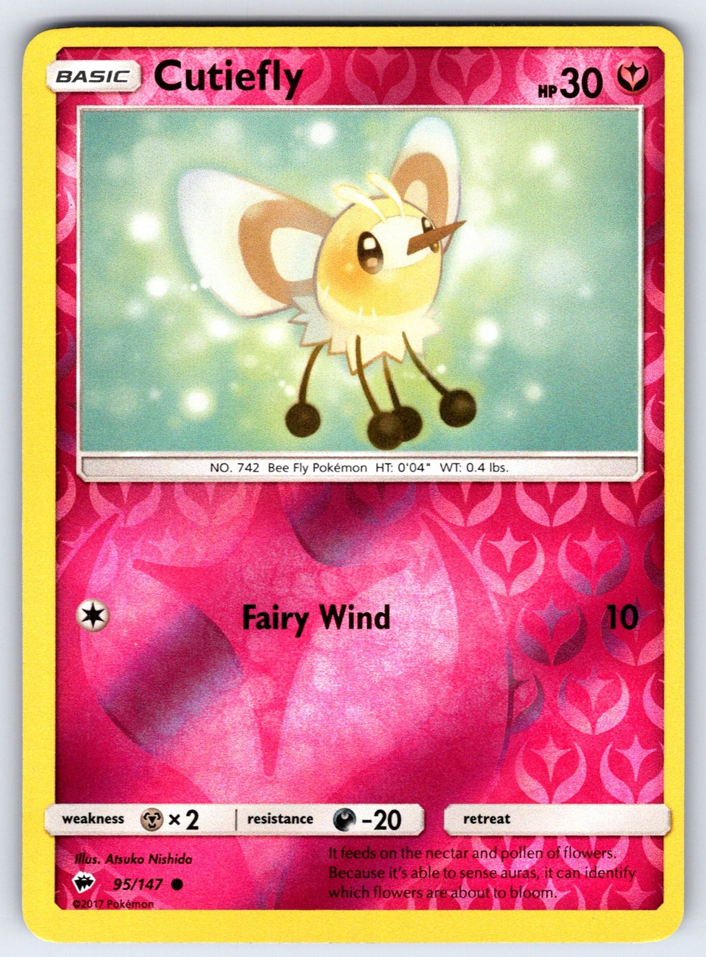Cutiefly Reverse Holo Common SM - Burning Shadows 95/147 NM 2017