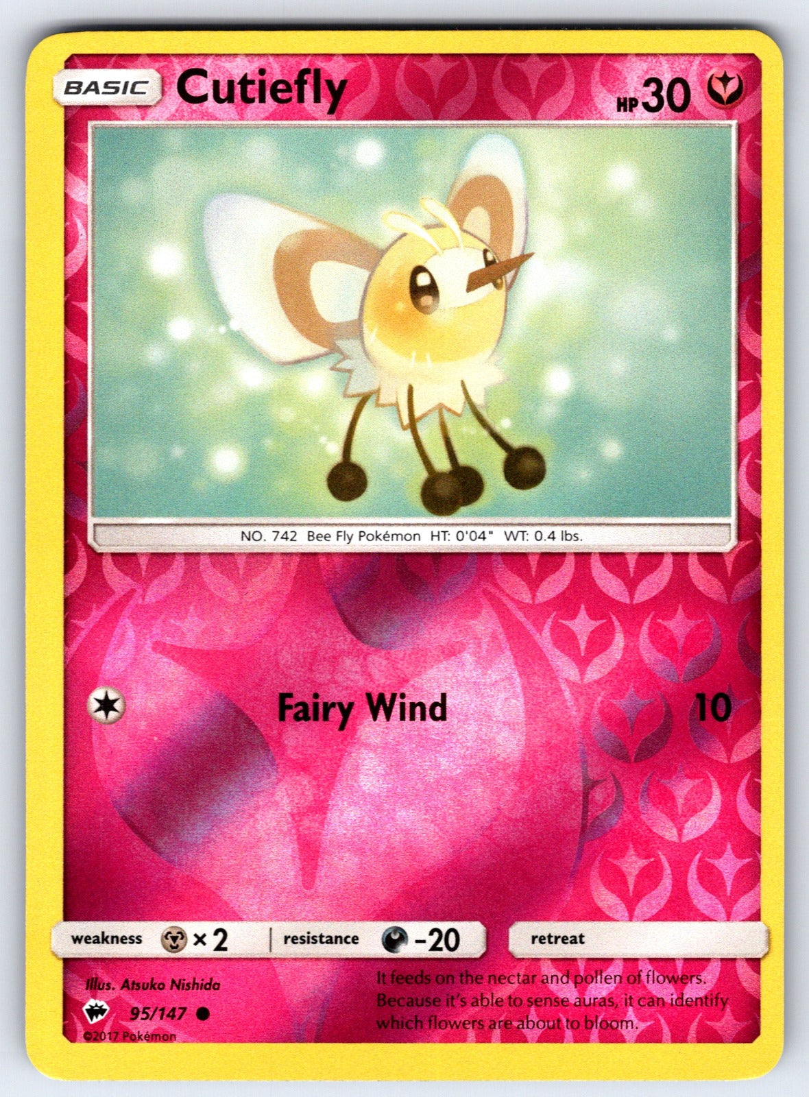 Cutiefly Reverse Holo Common SM - Burning Shadows 95/147 NM 2017
