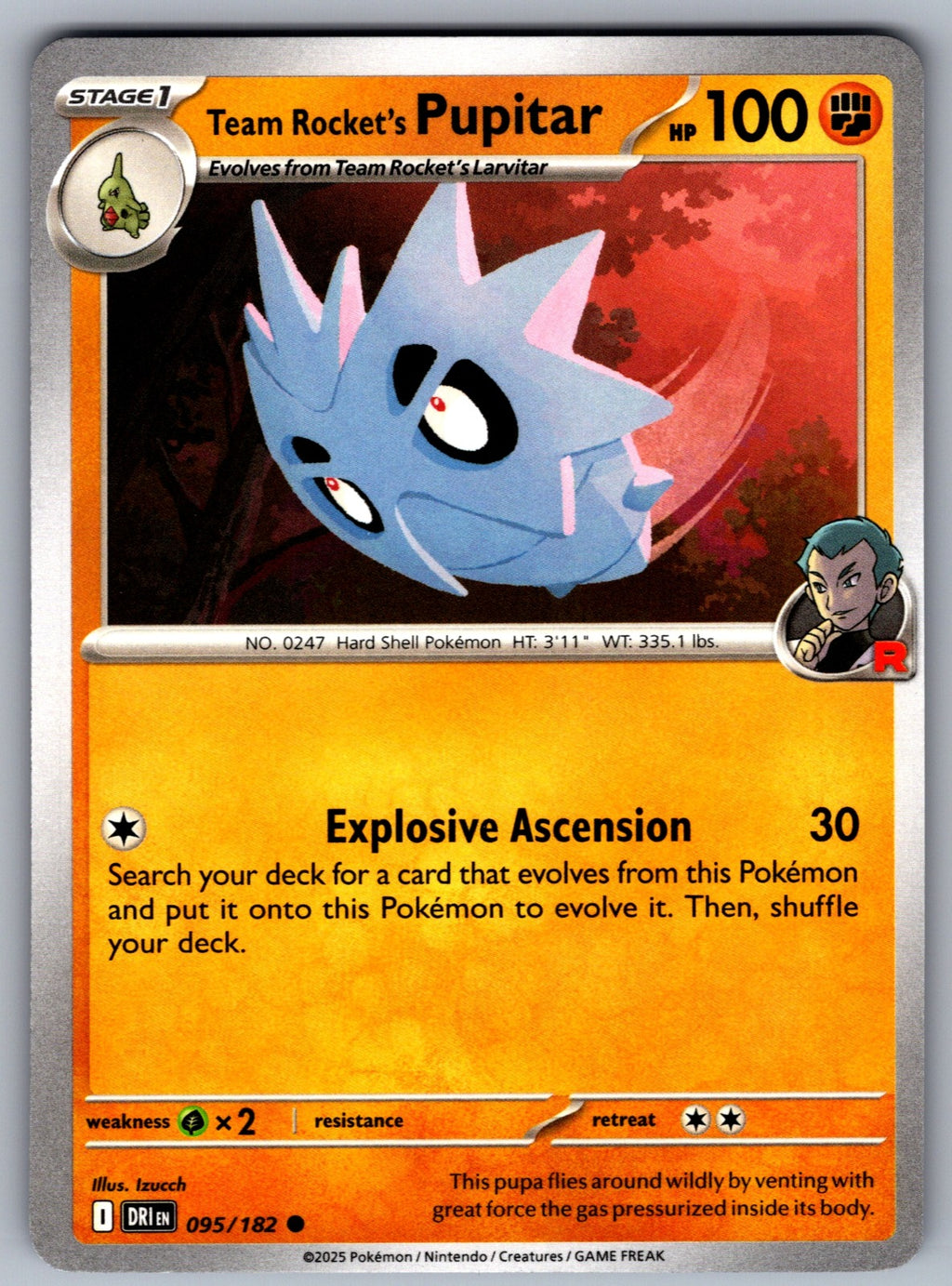 Team Rocket's Pupitar Common SV10: Destined Rivals 095/182 NM 2025