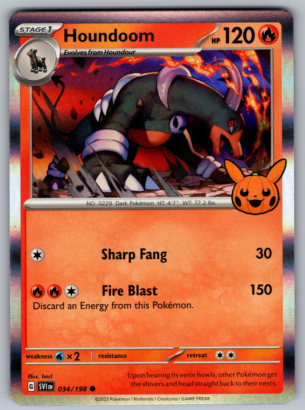 Houndoom Holo Common Trick or Trade BOOster Bundle 2023 034/198 NM 2023