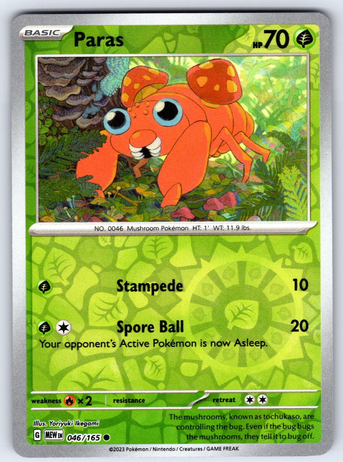 Paras Reverse Holo Common SV: Scarlet & Violet 151 046/165 NM 2023