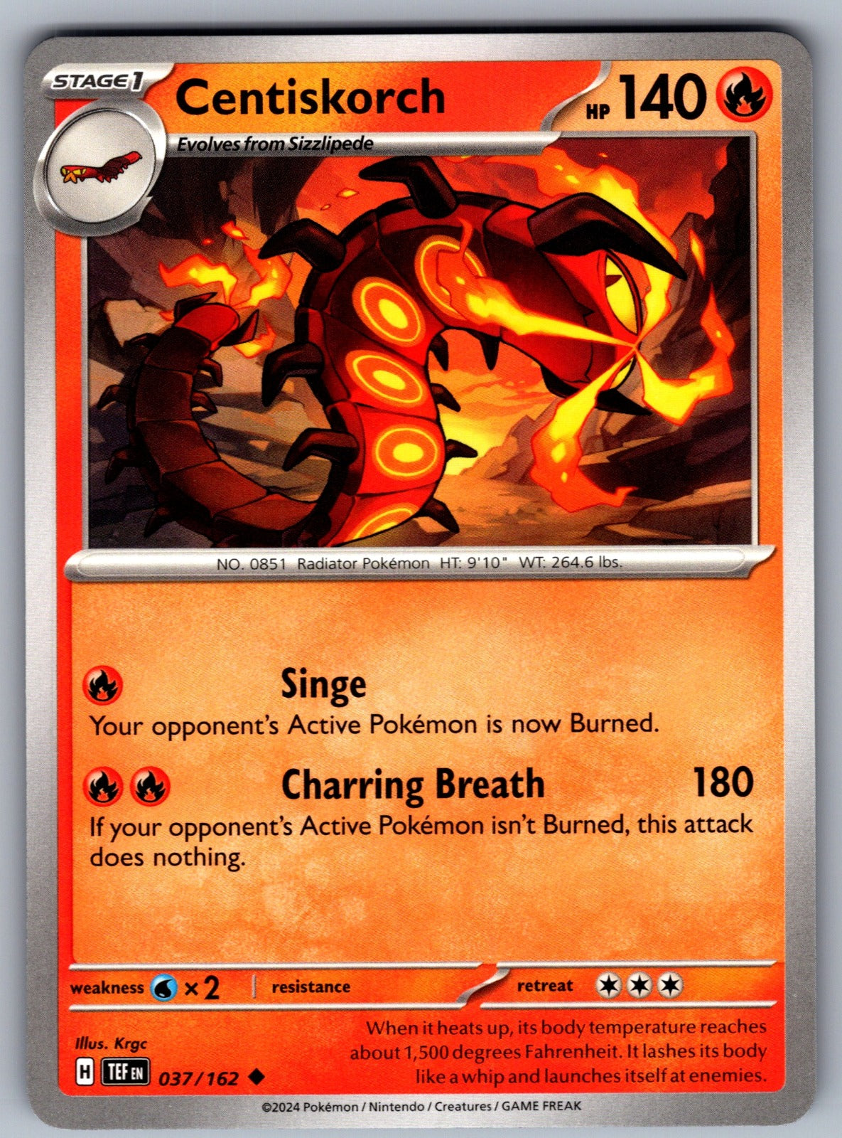 Centiskorch Uncommon SV05: Temporal Forces 037/162 NM 2024
