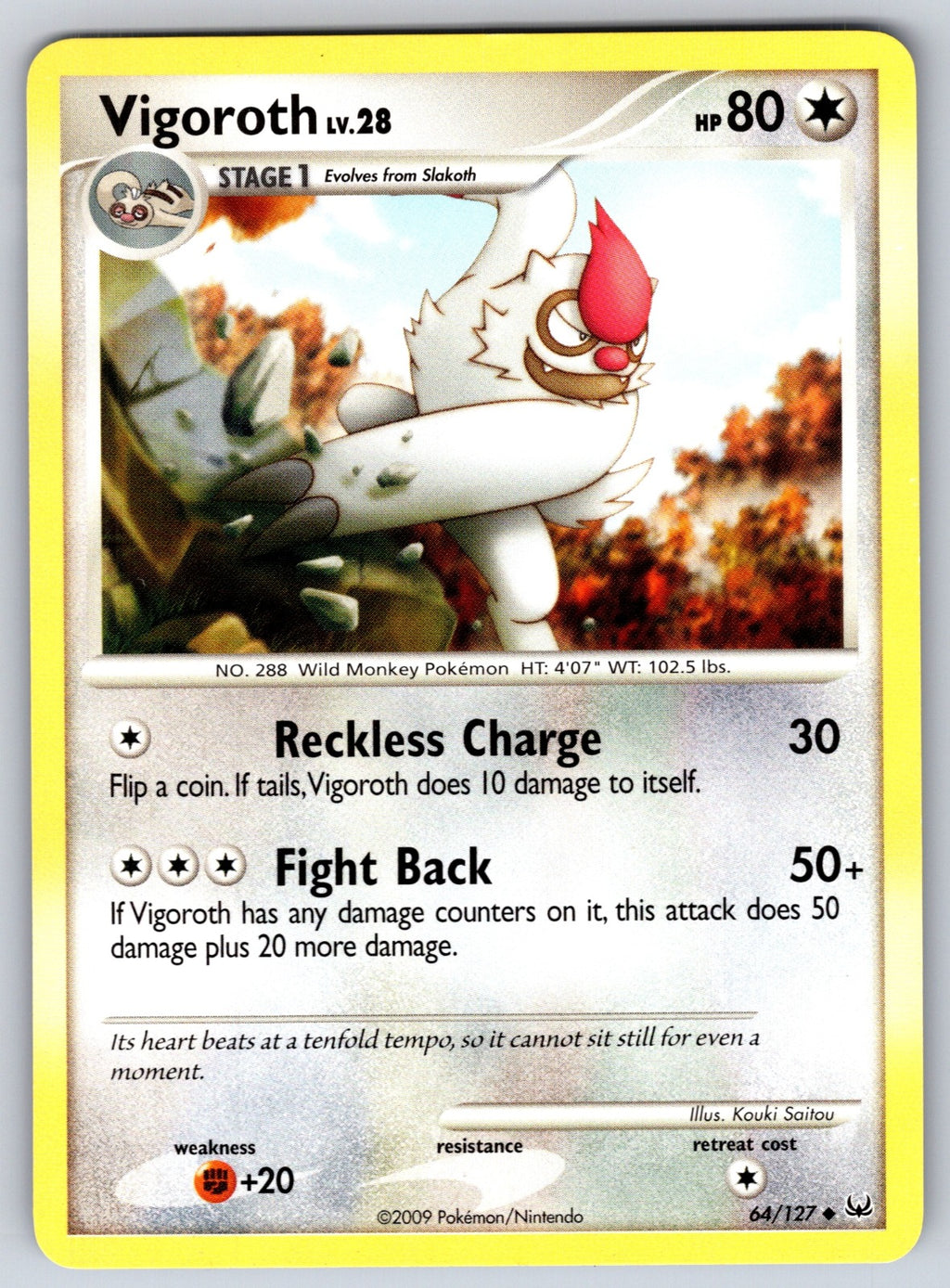 Vigoroth Uncommon Platinum 64/127 LP 2009