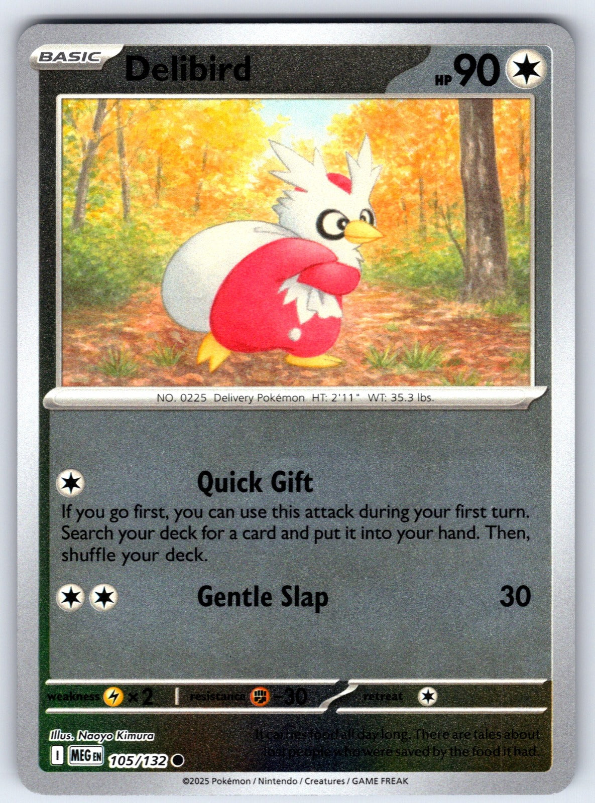 Delibird Reverse Holo Common ME01: Mega Evolution 105/132 NM 2025