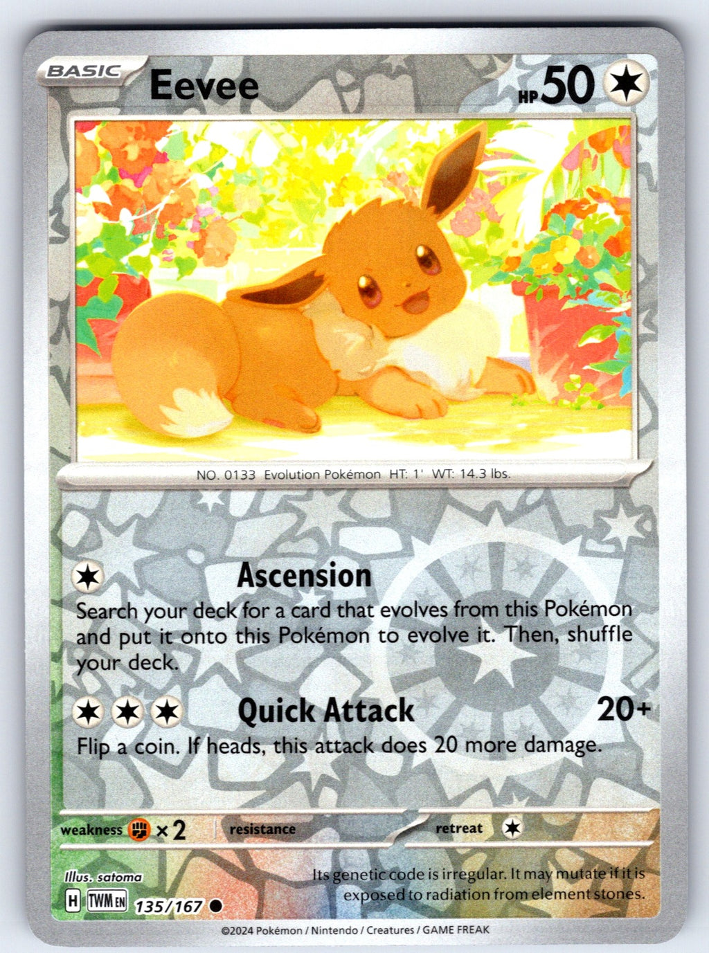 Eevee Reverse Holo Common SV06: Twilight Masquerade 135/167 NM 2024
