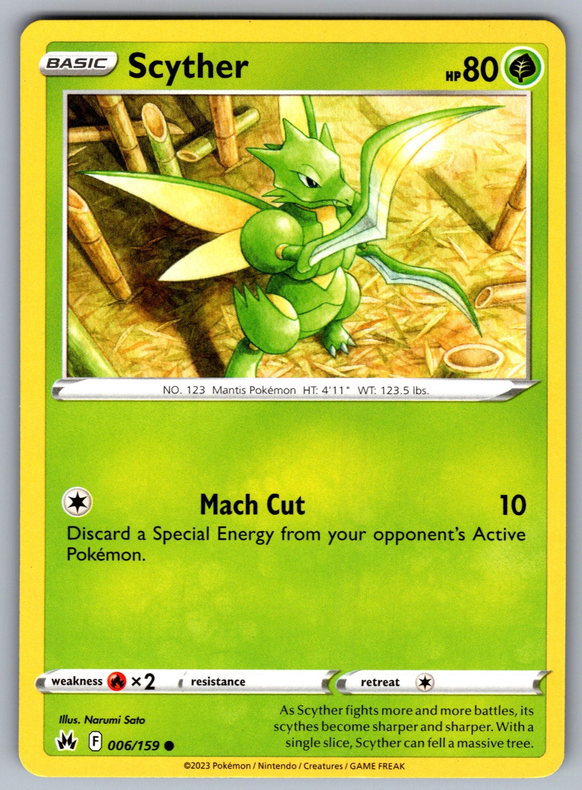 Scyther Common SWSH: Crown Zenith 006/159 NM 2023