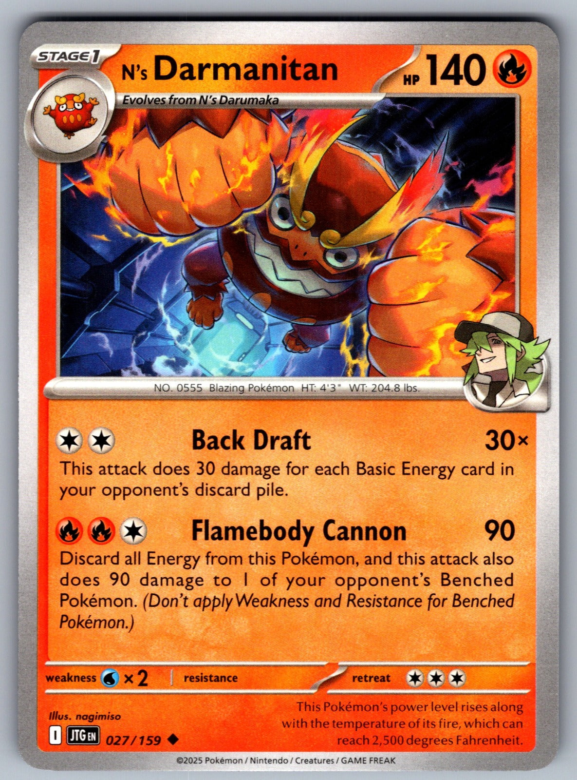 N's Darmanitan Uncommon SV09: Journey Together 027/159 NM 2025