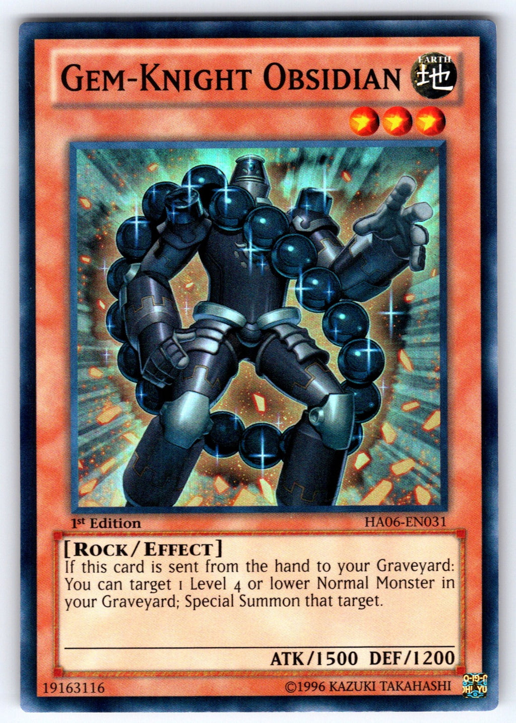 Gem-Knight Obsidian Unlimited Super Rare Hidden Arsenal 6: Omega Xyz HA06-EN031 