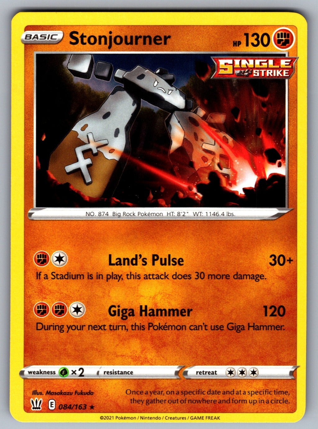 Stonjourner Rare SWSH05: Battle Styles 084/163 NM 2021
