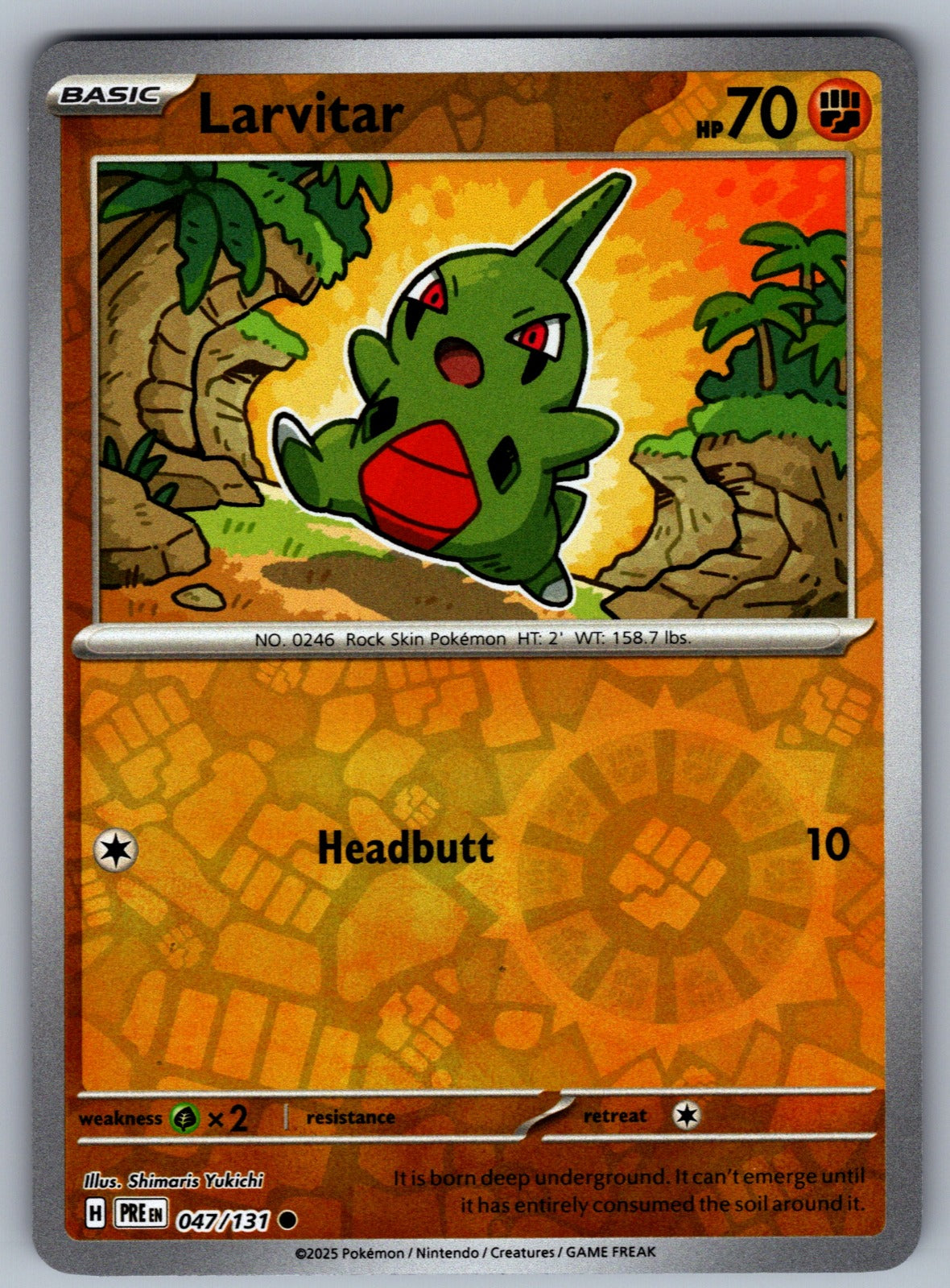 Larvitar Reverse Holo Common SV: Prismatic Evolutions 047/131 NM 2025
