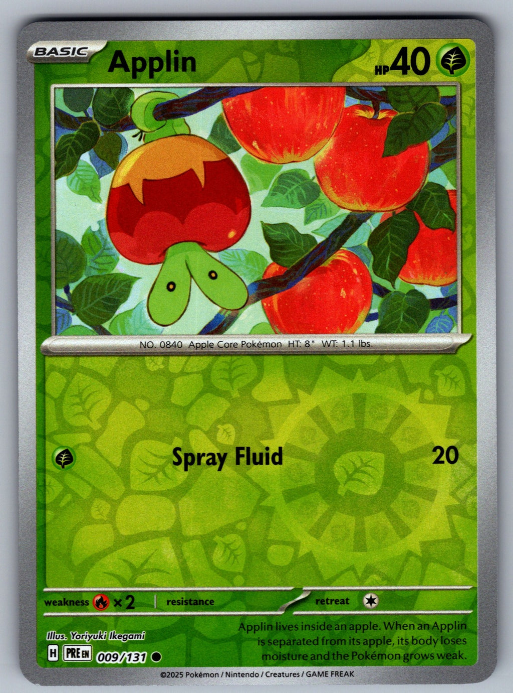 Applin Reverse Holo Common SV: Prismatic Evolutions 009/131 NM 2025