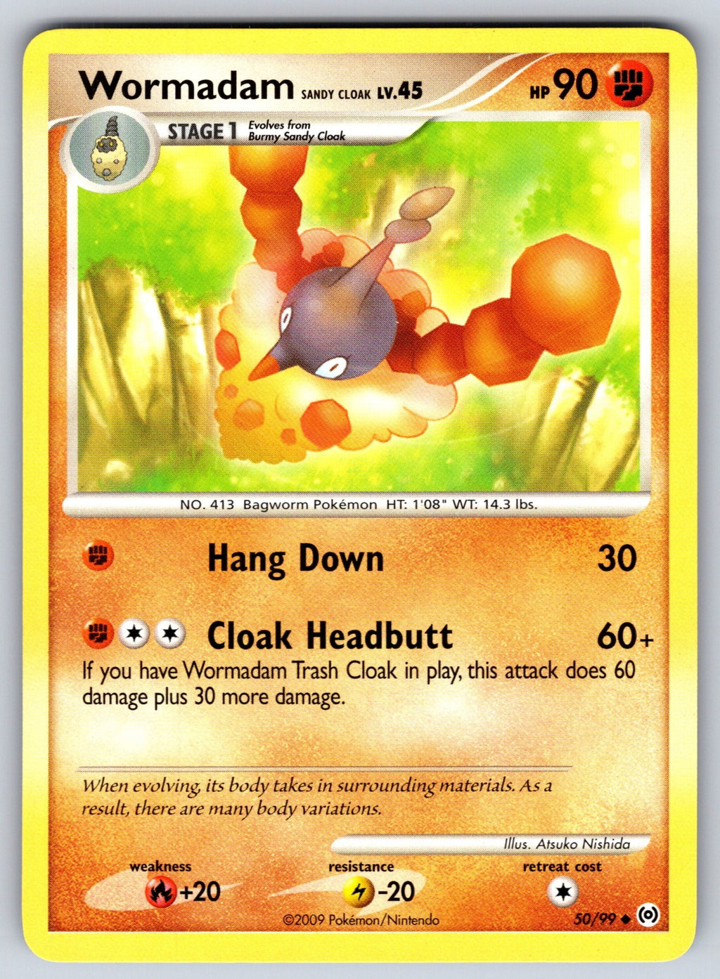 Wormadam Sandy Cloak Uncommon Arceus 50/99 LP 2009