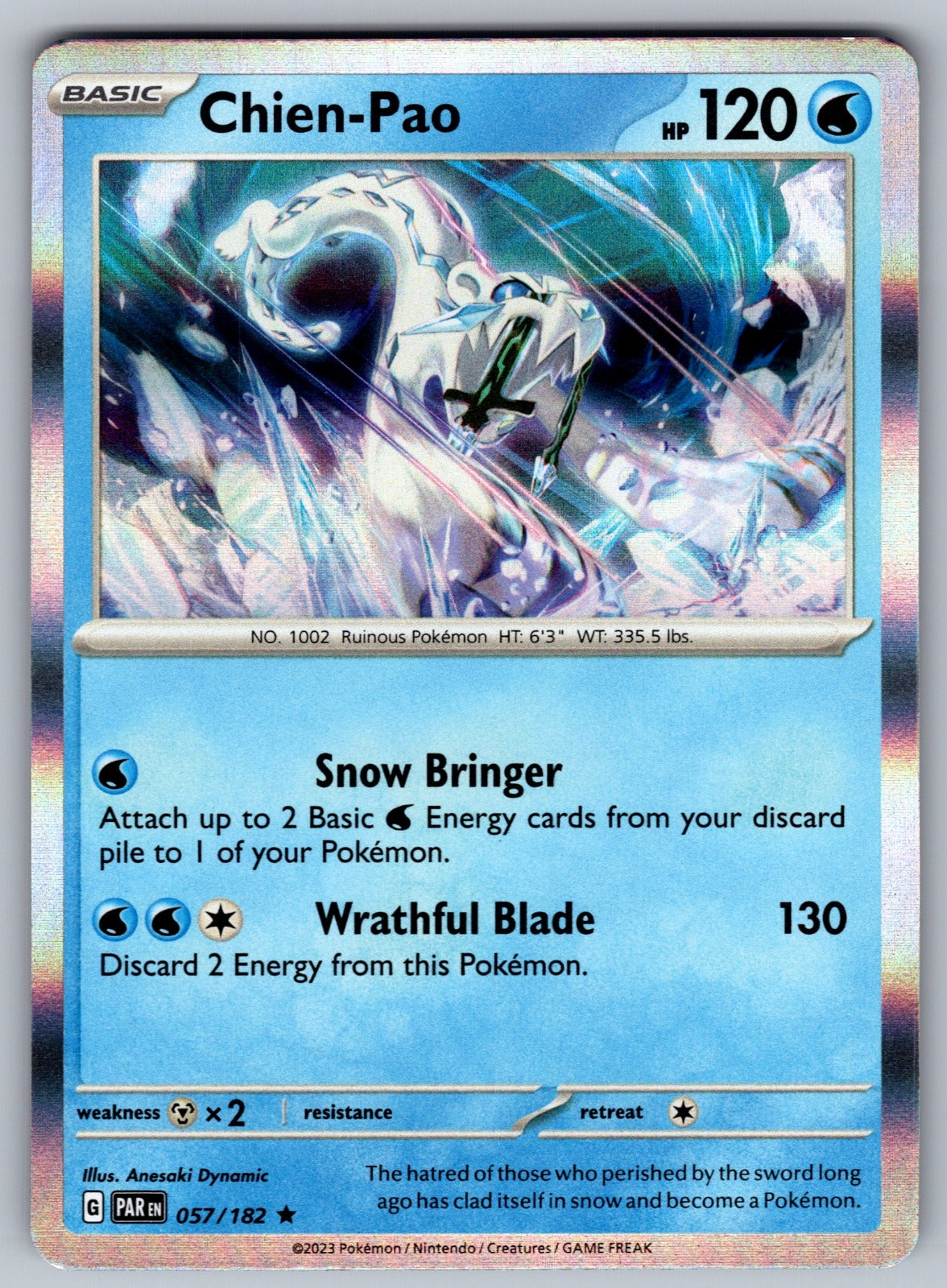 Chien-Pao Holo Rare SV04: Paradox Rift 057/182 NM 2023