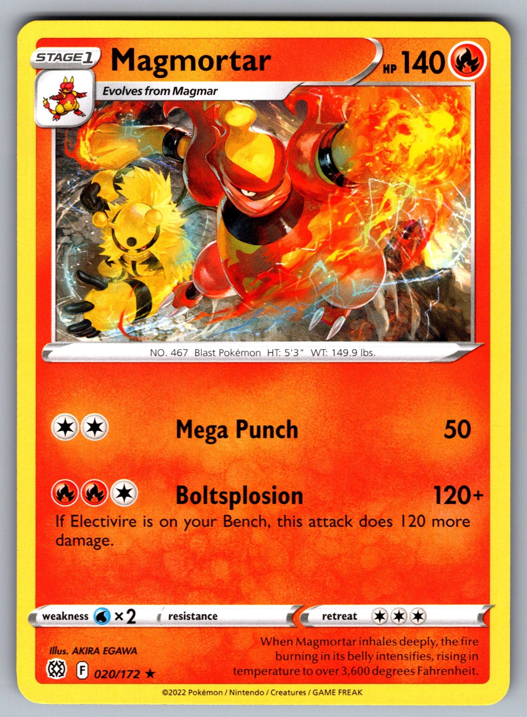 Magmortar Rare SWSH09: Brilliant Stars 020/172 NM 2022