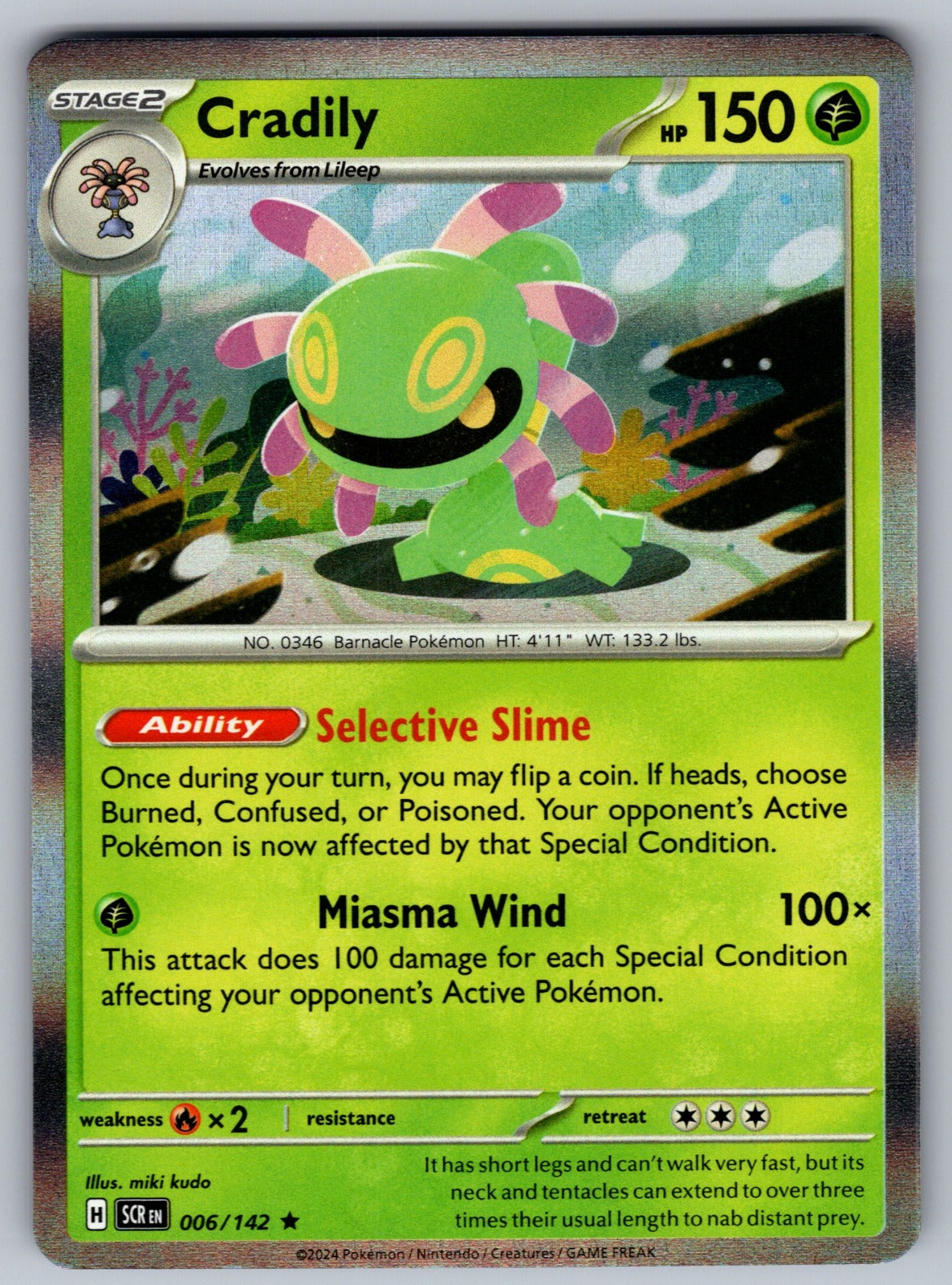 Cradily Holo Rare SV07: Stellar Crown 006/142 NM 2024