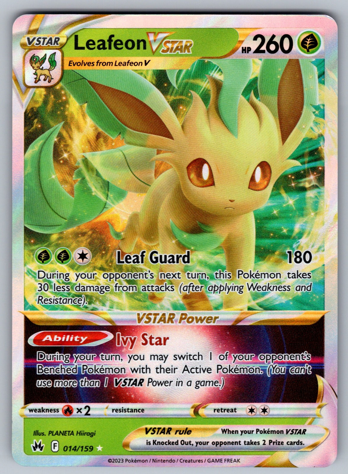Leafeon VSTAR Holo Ultra Rare SWSH: Crown Zenith 014/159 NM 2023