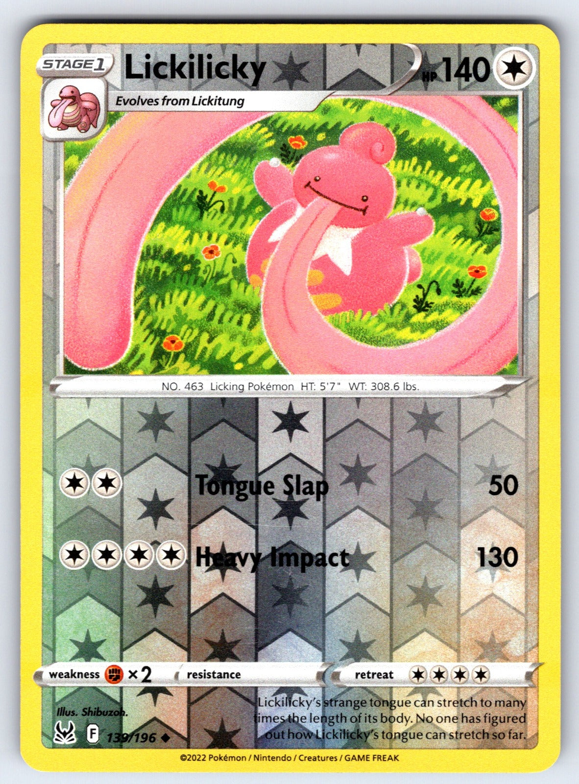 Lickilicky Reverse Holo Uncommon SWSH11: Lost Origin 139/196 NM 2022